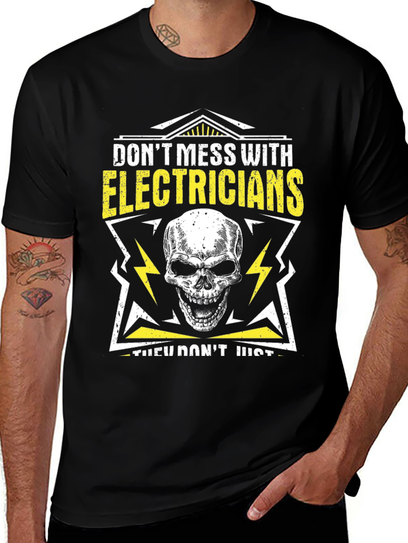 Variant 21 of Electrician Skull Graphic T-Shirt