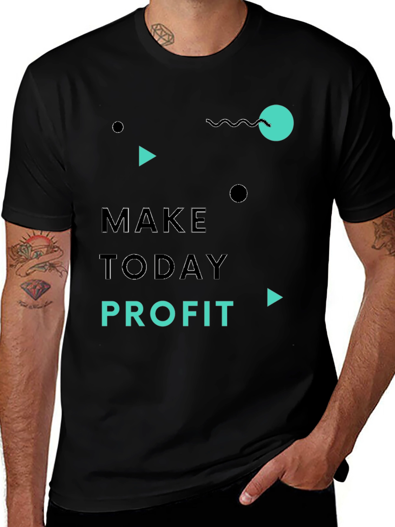 Variant 17 of Make Today Profit Black Graphic Tee