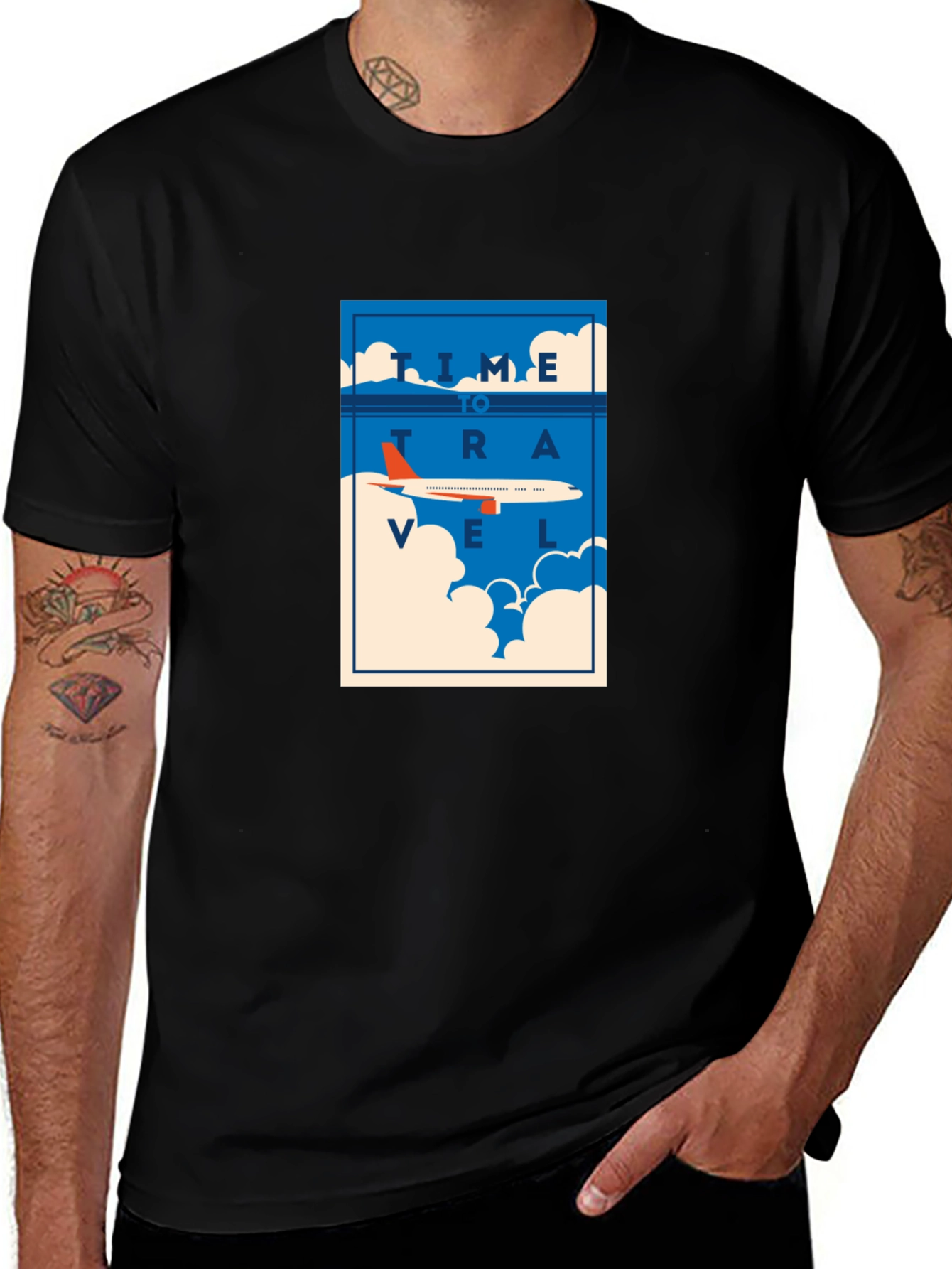 Variant 7 of Time to Travel Graphic Tee - Airplane T-Shirt