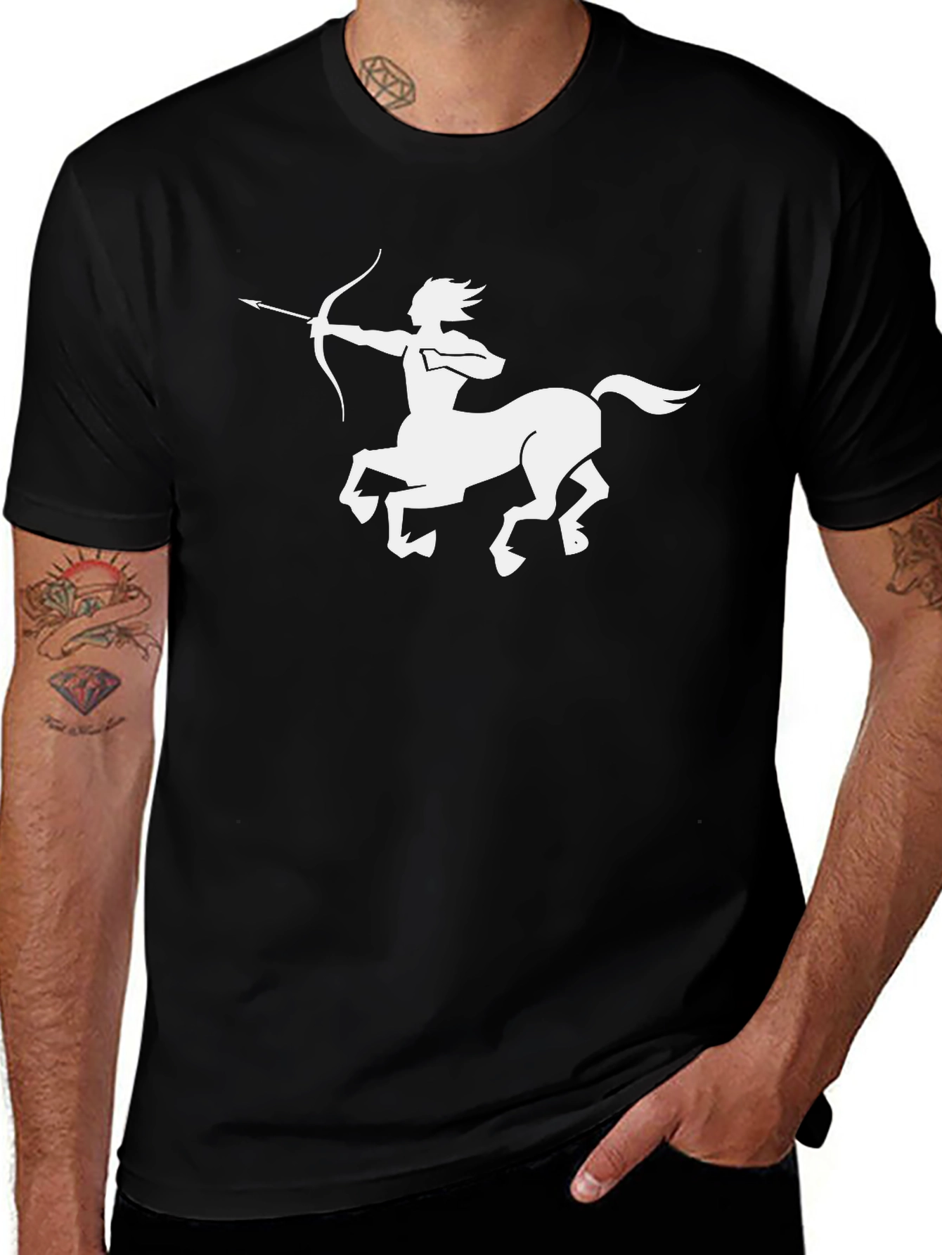 Sagittarius Graphic Tee - Black Cotton Shirt