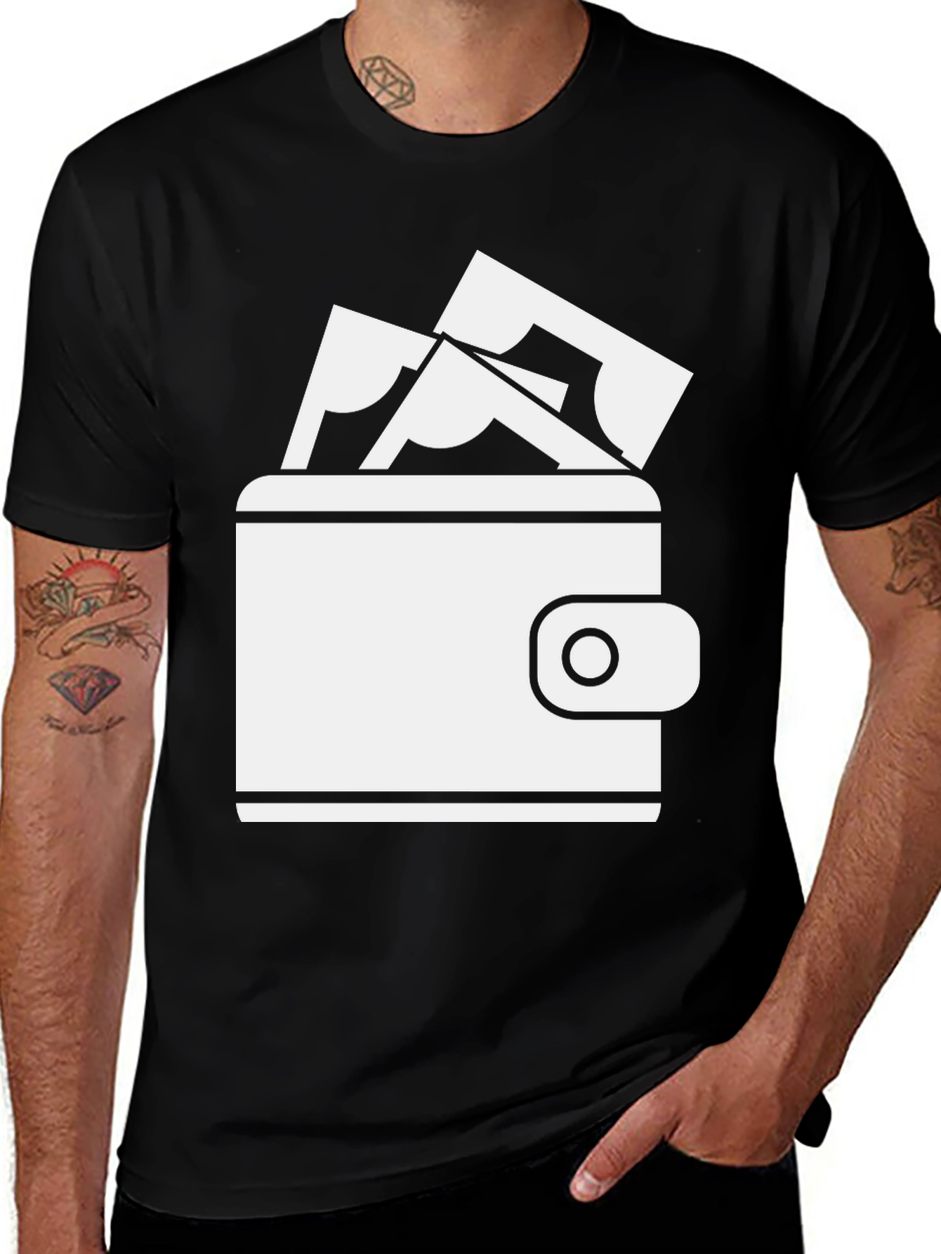 Money Wallet Black Graphic Tee Shirt