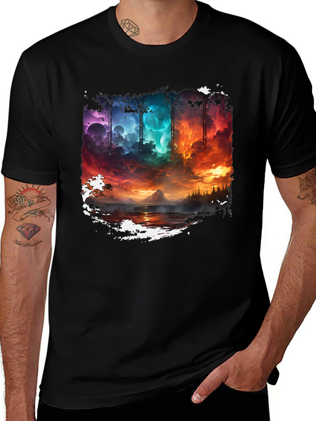 Variant 4 of Dreamscape T-Shirt: Colorful Horizon Graphic Tee