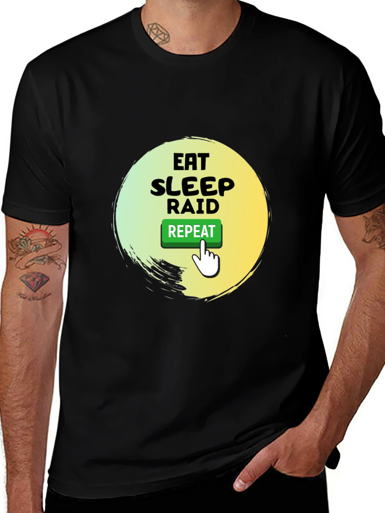 Variant 4 of Eat Sleep Raid Repeat Gamer T-Shirt