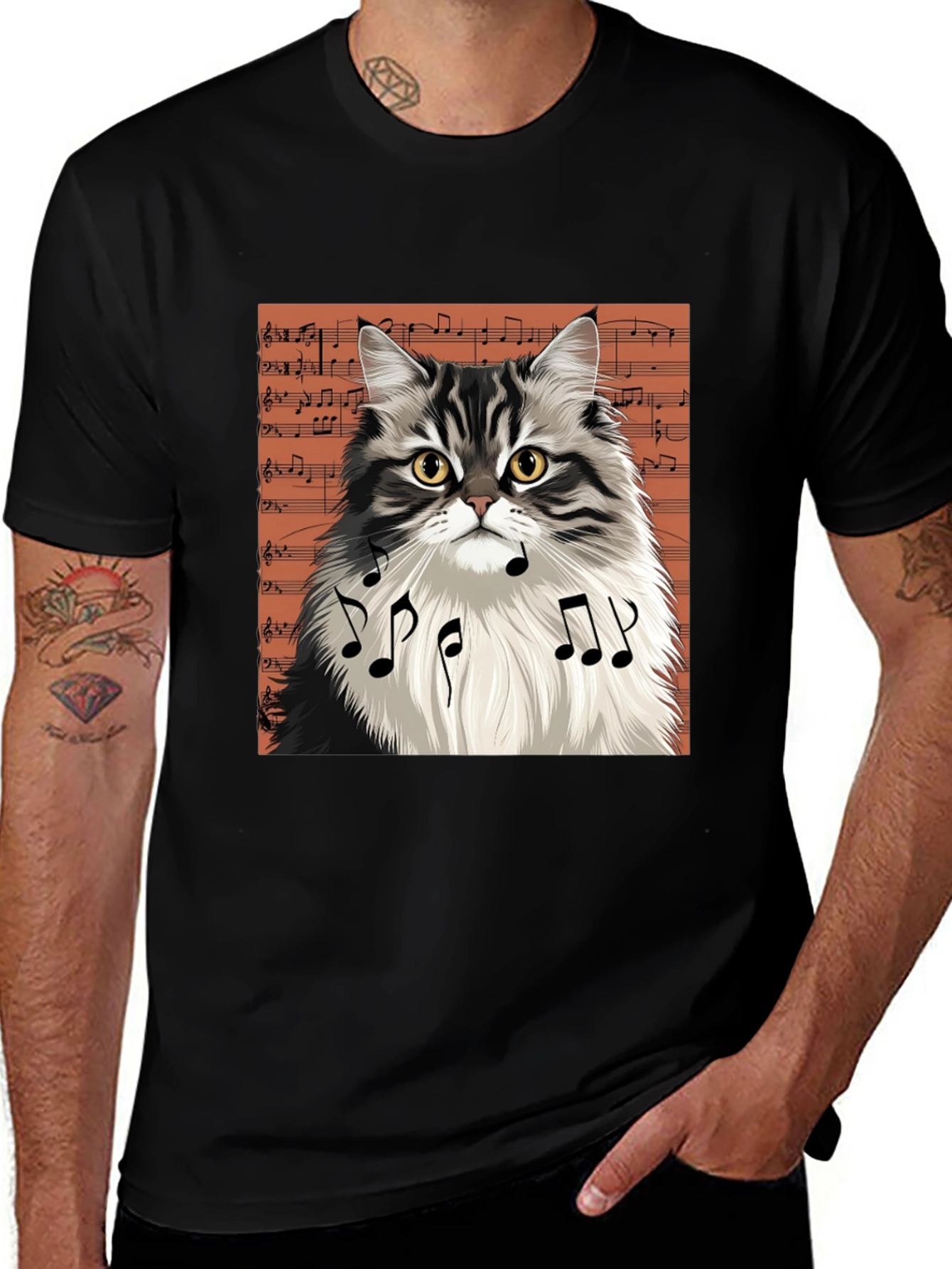 Variant 4 of Musical Cat T-Shirt - Unique Graphic Tee