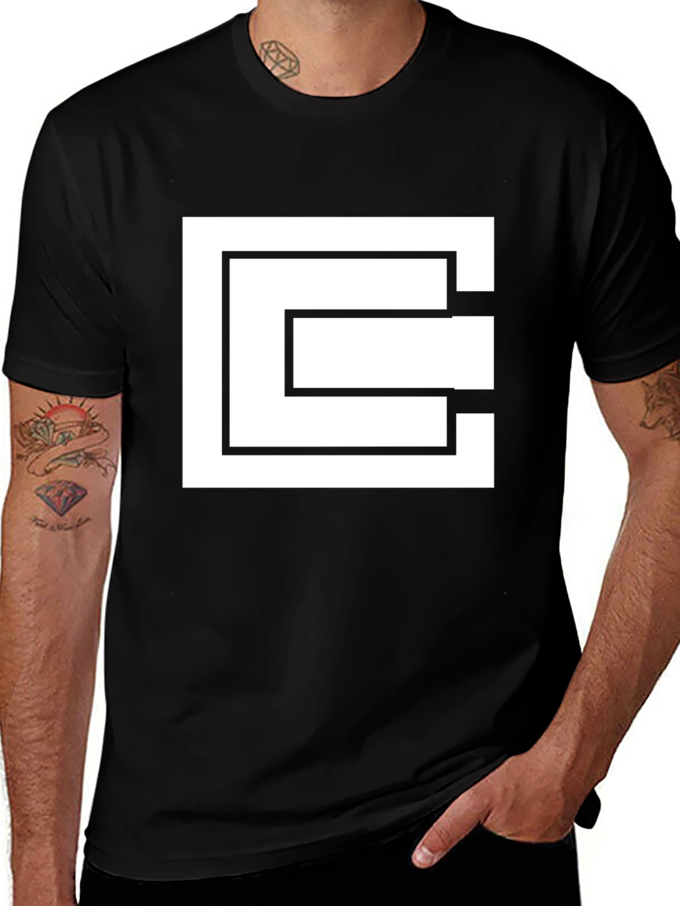Variant 7 of Geometric Square Black T-Shirt
