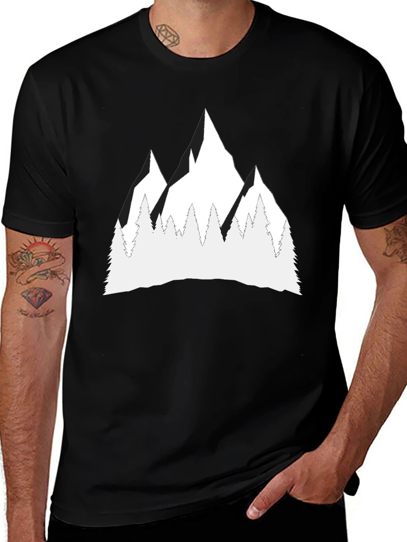 Variant 29 of Mountain Peak Graphic Tee - Stylish Black T-Shirt