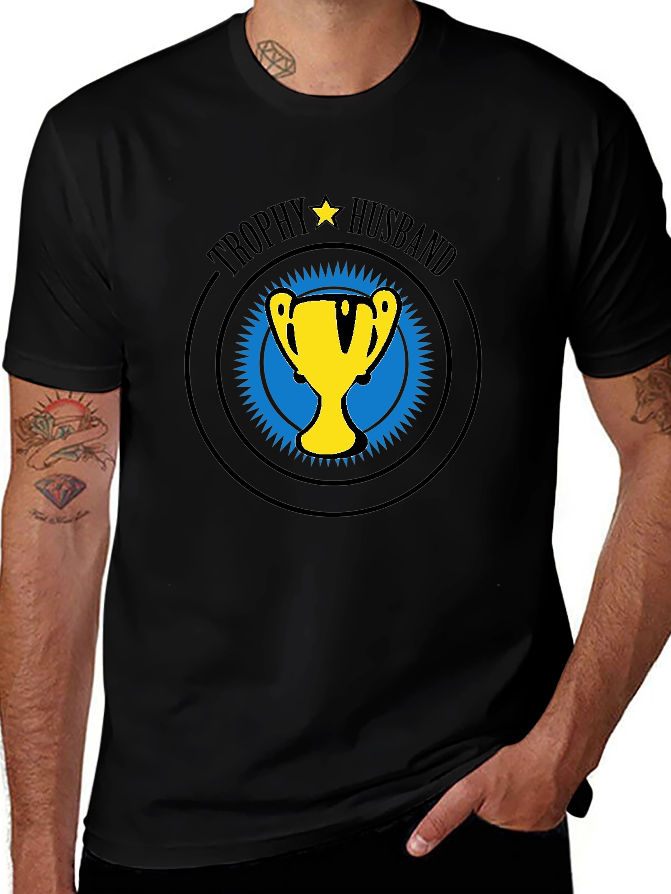 Variant 2 of Trophy Husband Graphic T-Shirt - Black