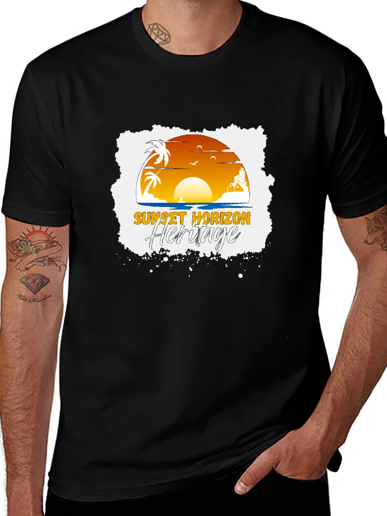 Variant 18 of Sunset Horizon Heritage Black T-Shirt