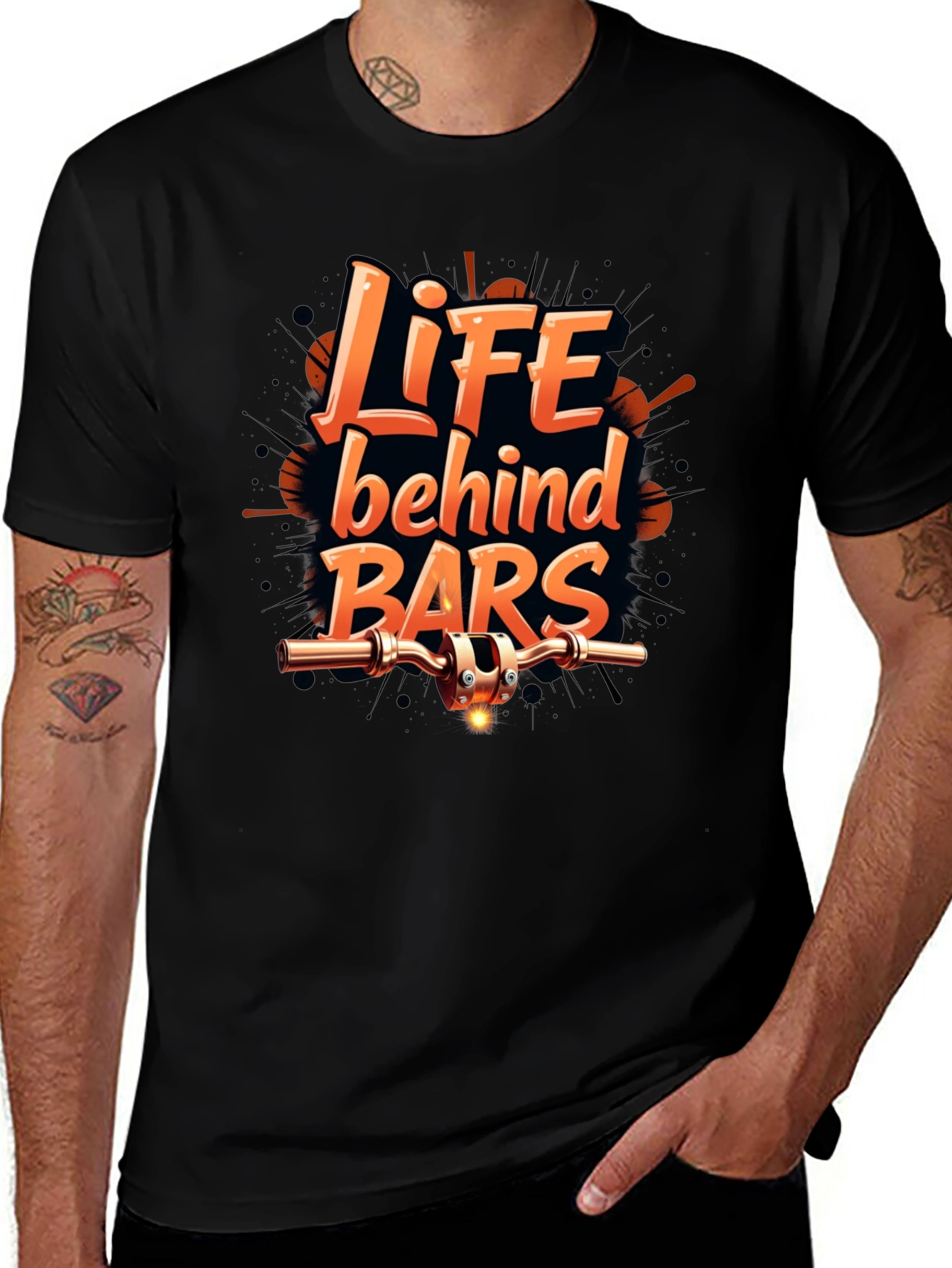Variant 13 of Life Behind Bars Graphic Tee - Biker T-Shirt