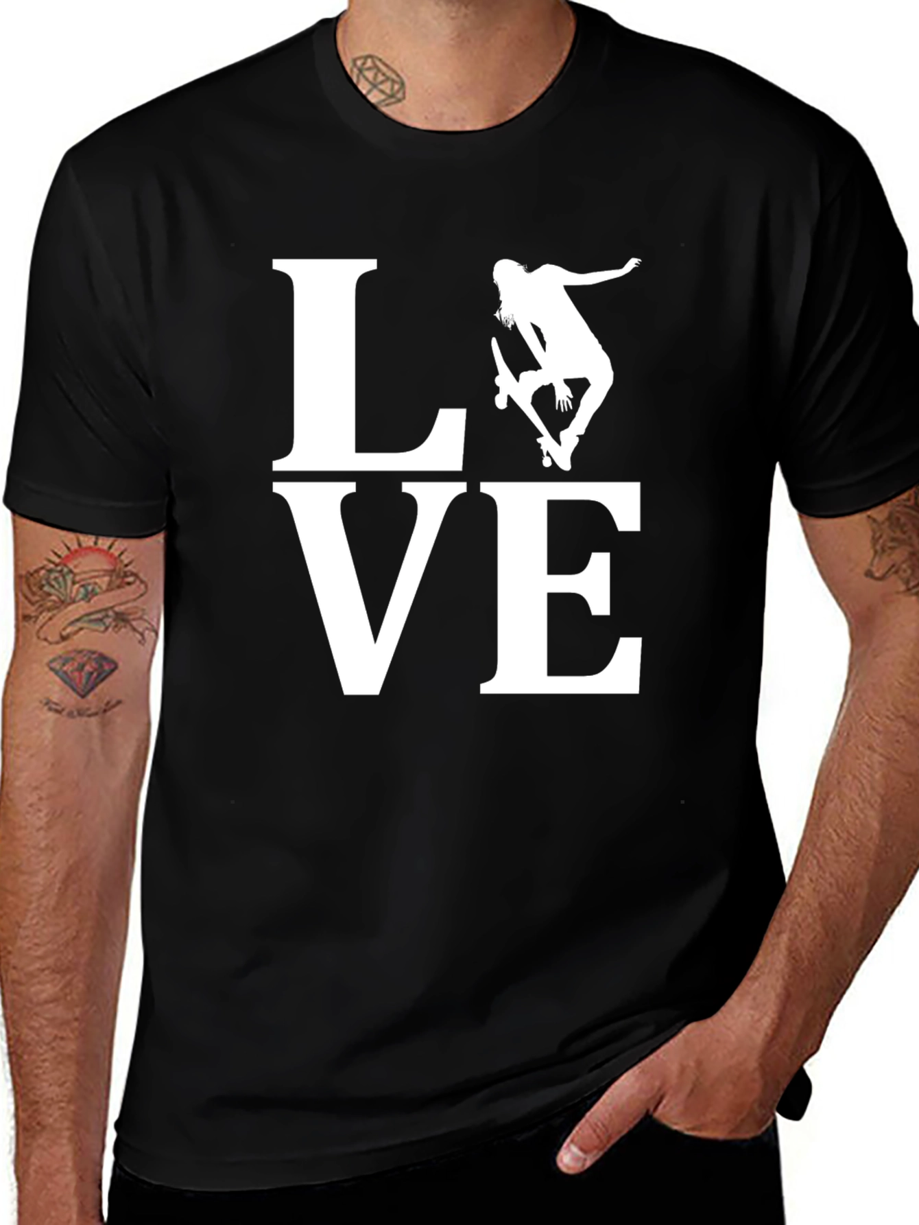 Variant 17 of Love Skateboarding Graphic Tee - Black