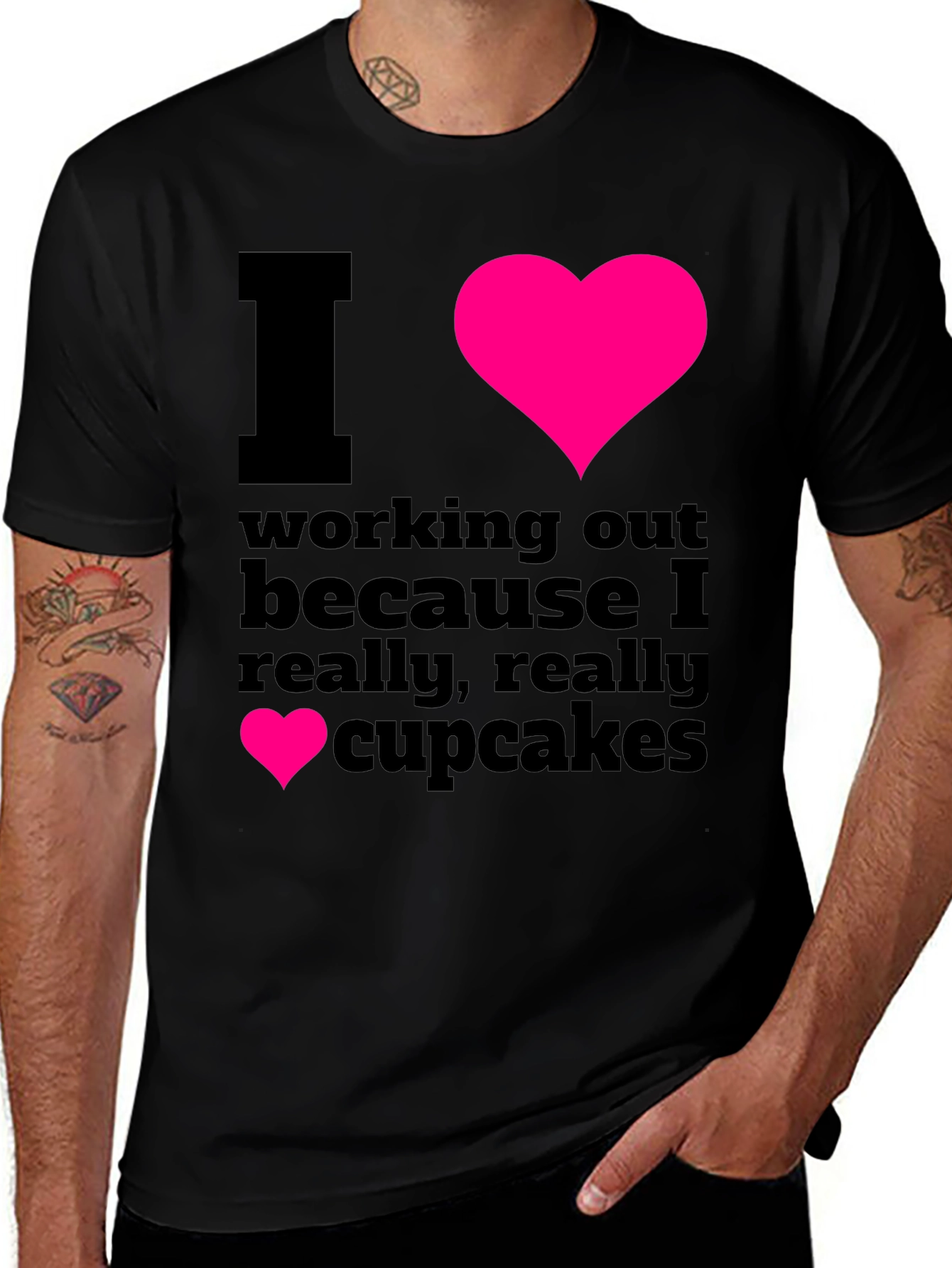 Variant 19 of I Heart Cupcakes Graphic Tee - Workout Motivation Shirt