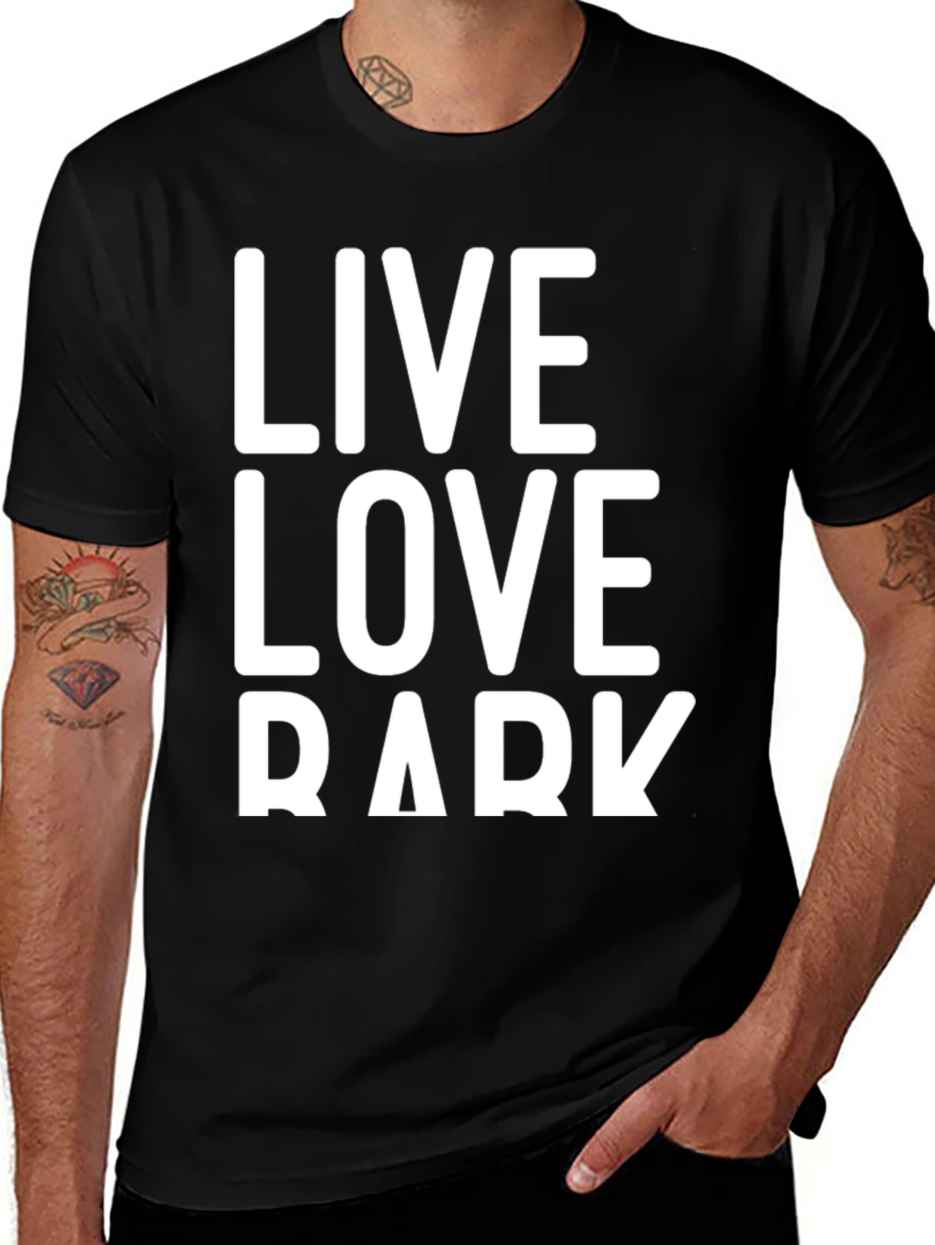 Variant 23 of Live Love Bark Black T-Shirt