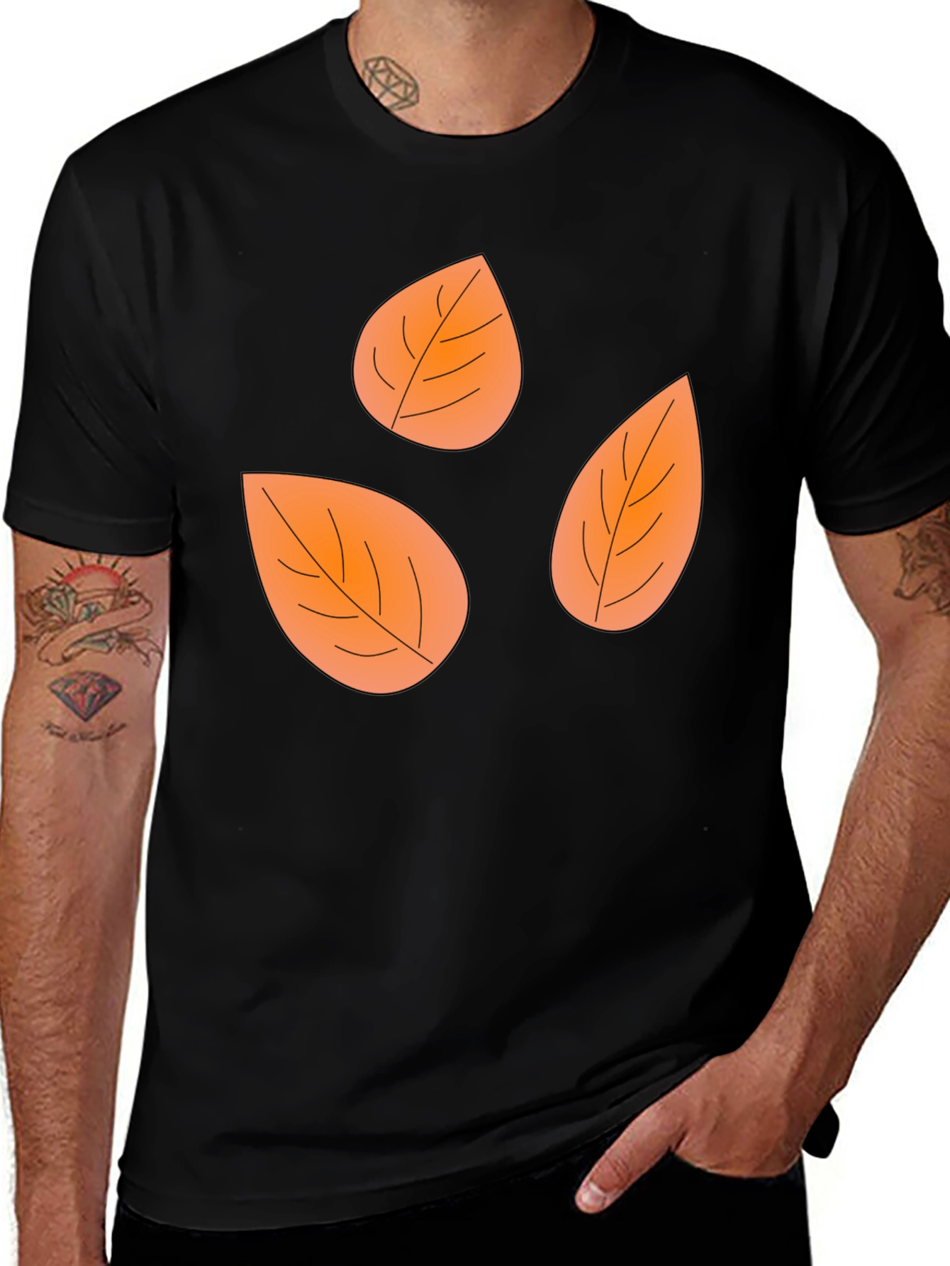 Variant 6 of Fall Leaves Black Graphic Tee Shirt