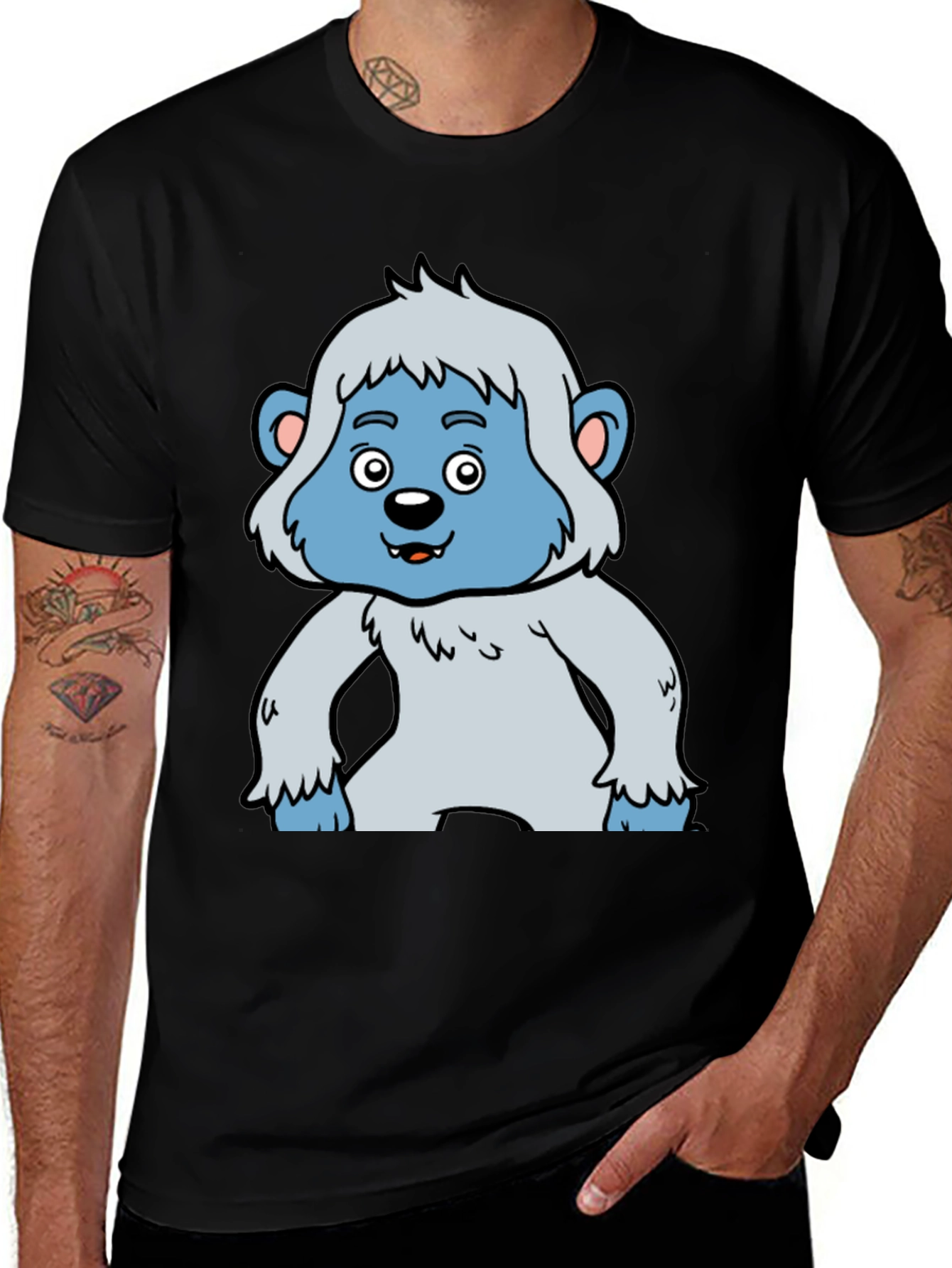 Variant 21 of Cartoon Yeti Graphic Tee - Black T-Shirt
