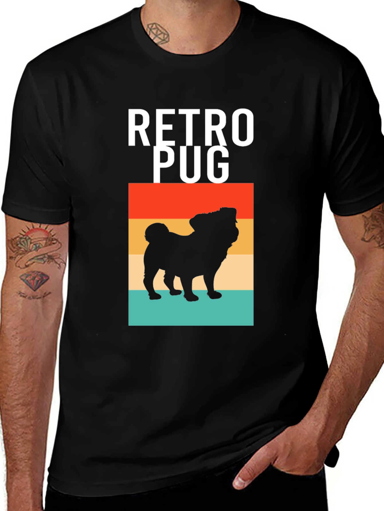 Variant 21 of Retro Pug Graphic Tee - Vintage Style
