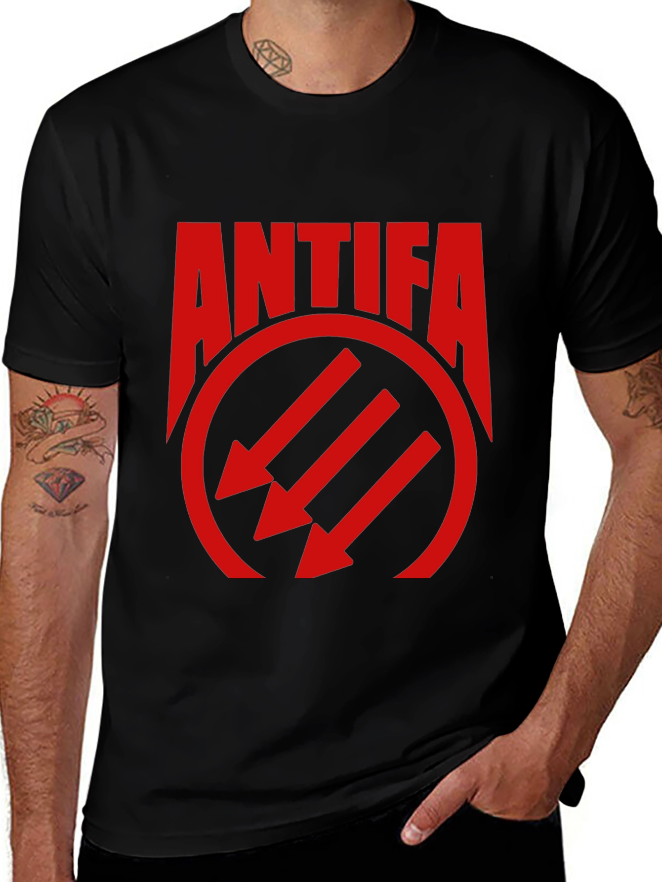 Antifa Symbol Graphic T-Shirt - Black Tee