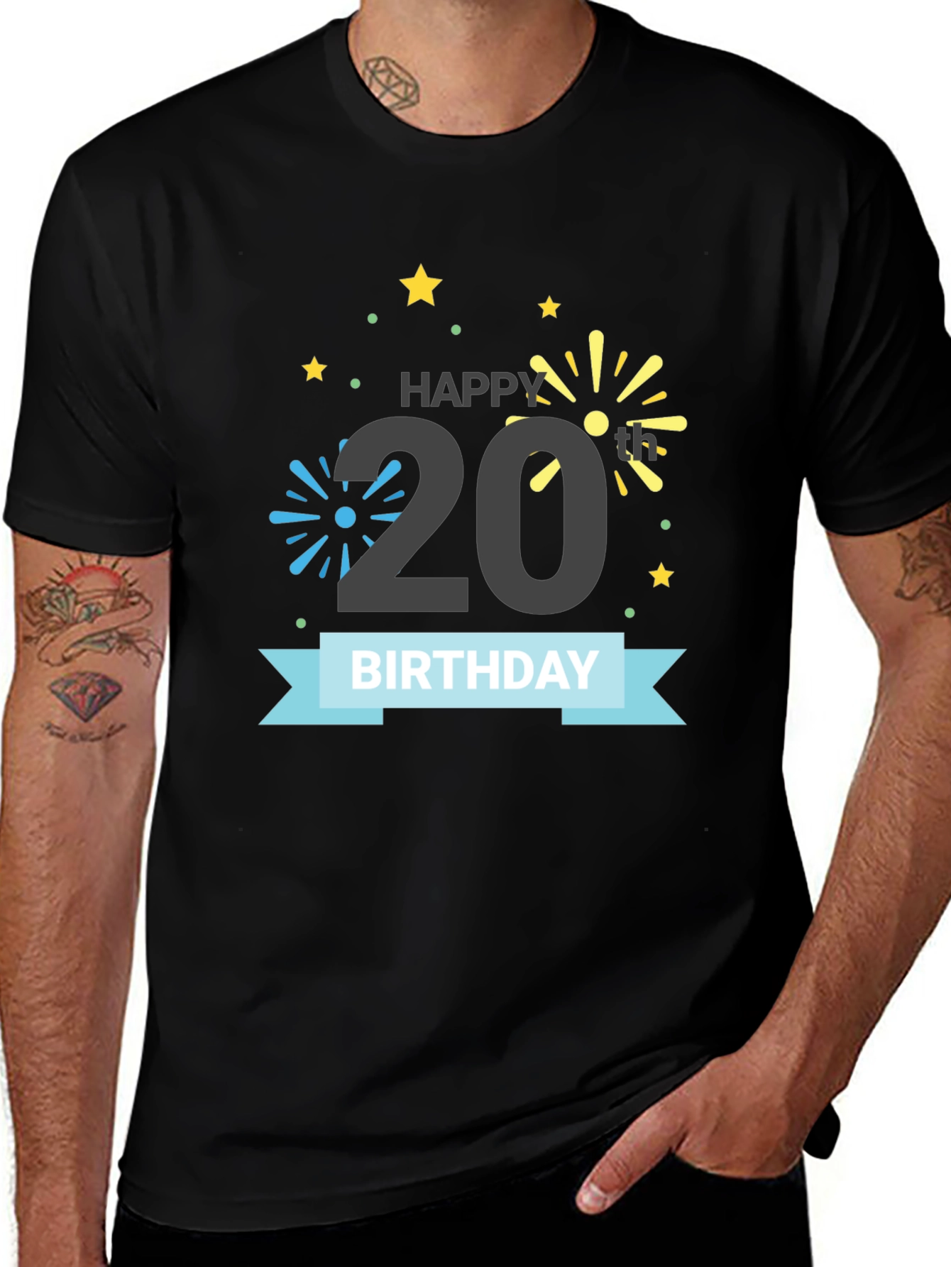 Happy 20th Birthday Graphic Tee - Black