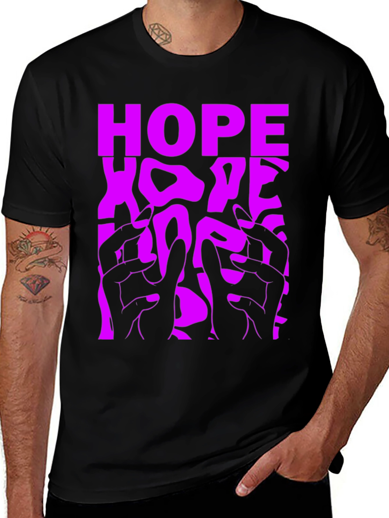 Variant 12 of Black T-Shirt with Bold "HOPE" Graphic