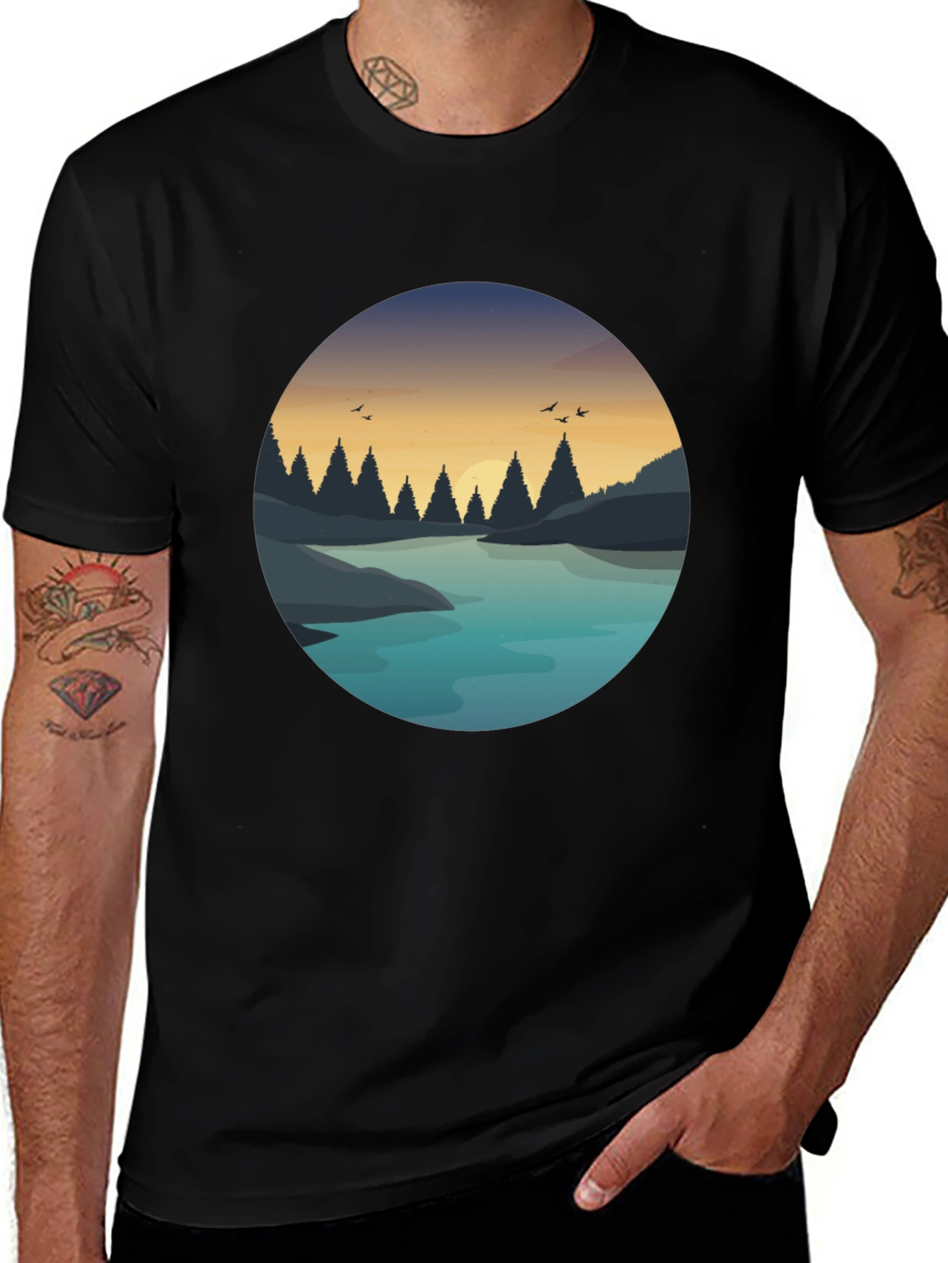 Variant 30 of Nature Lake Graphic Print T-Shirt