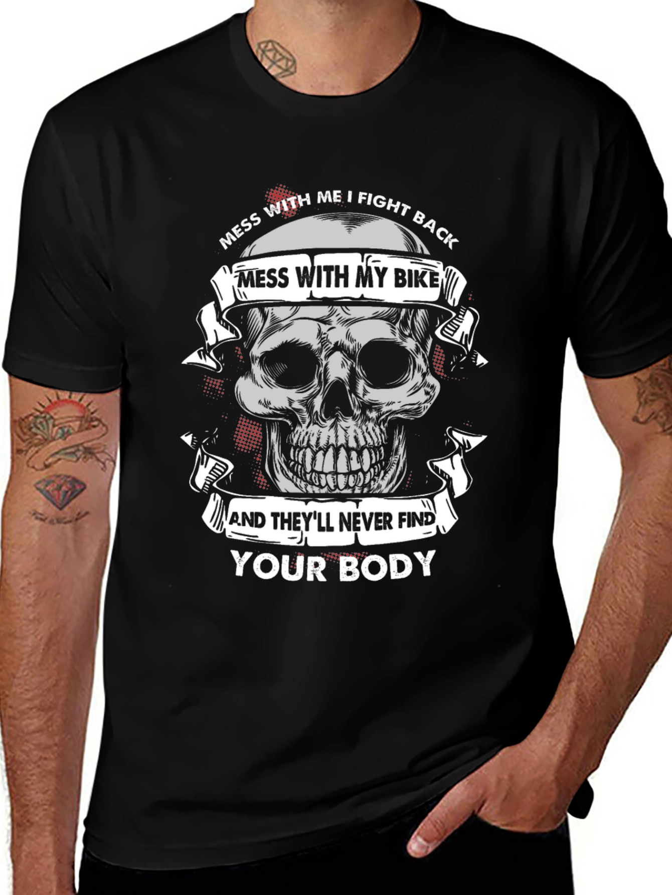 Variant 9 of Skull Bike Graphic Tee: Don't Mess With My Bike!