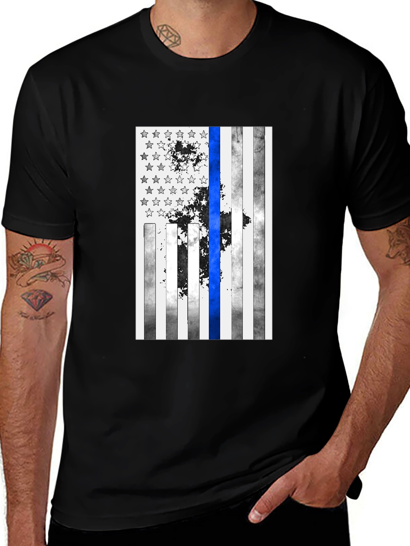 Thin Blue Line USA Flag Graphic Tee