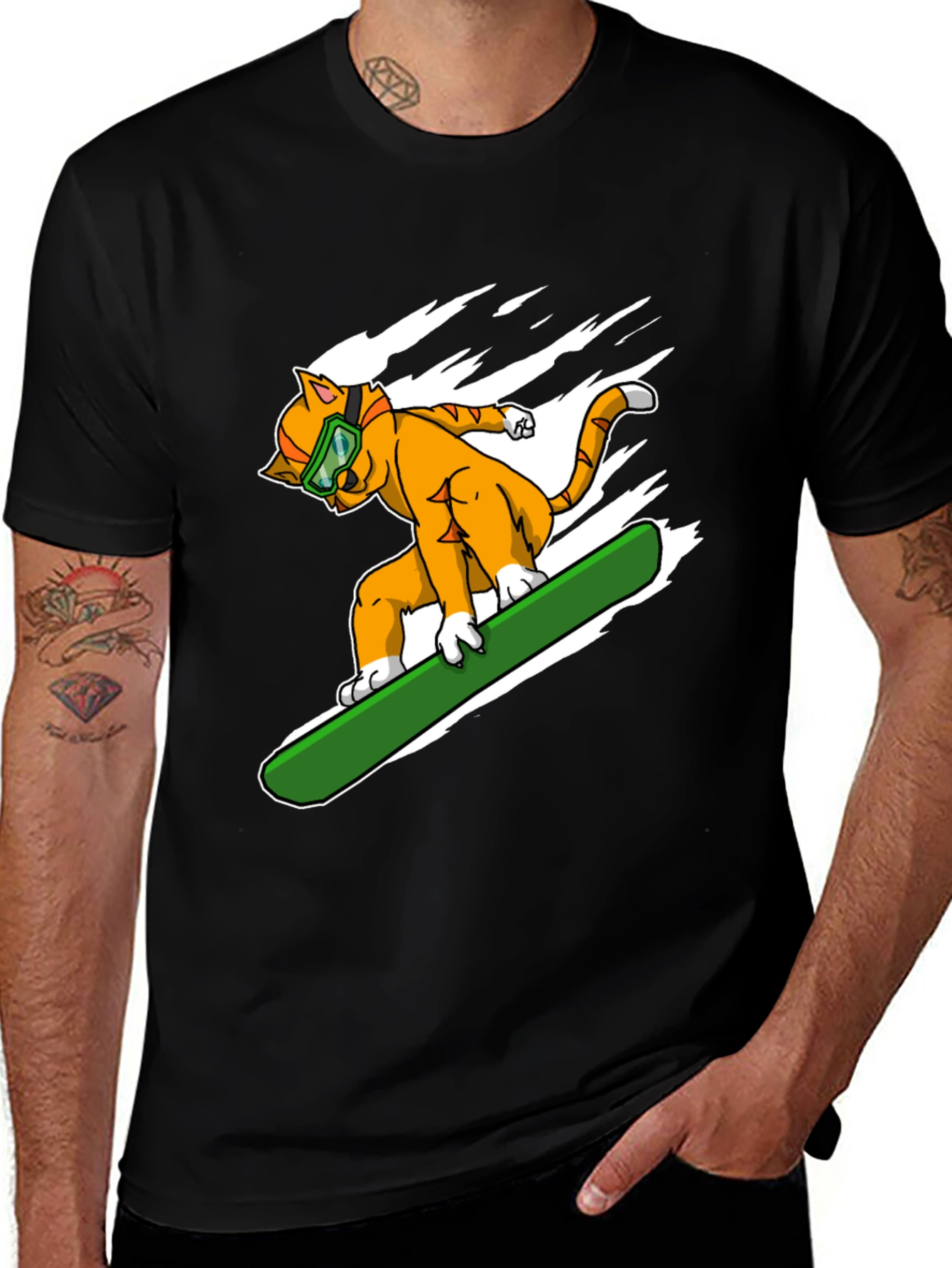 Variant 10 of Cool Cat Snowboarding Graphic Tee