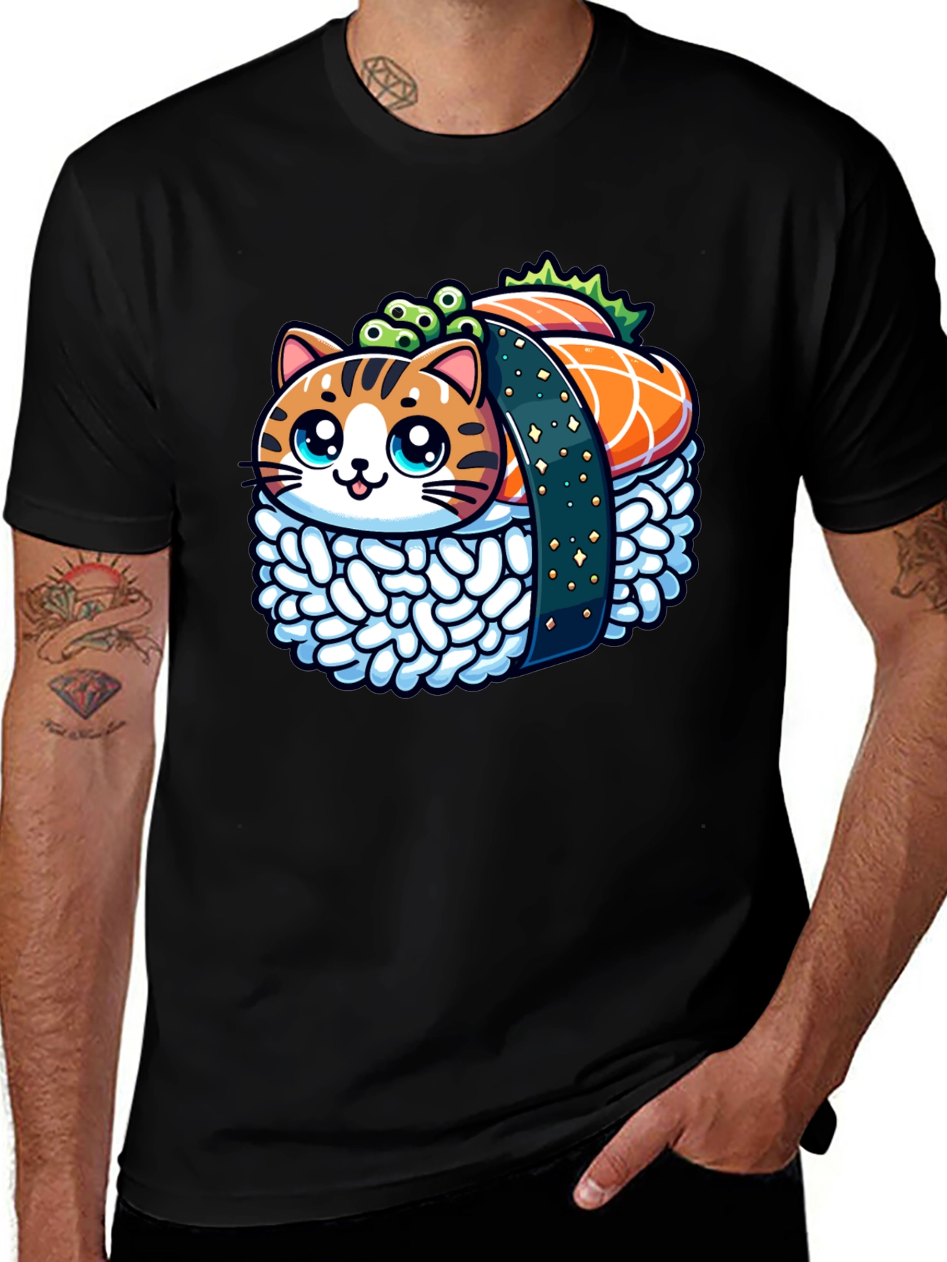 Variant 18 of Sushi Cat T-Shirt: Cute Anime Foodie Tee