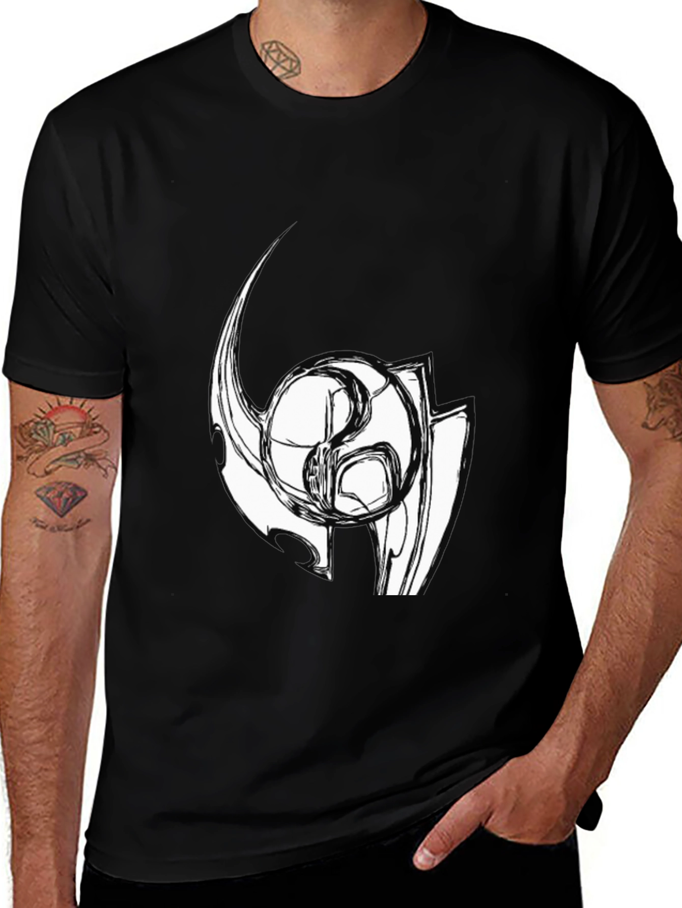 Variant 8 of Abstract Graphic Print Black T-Shirt