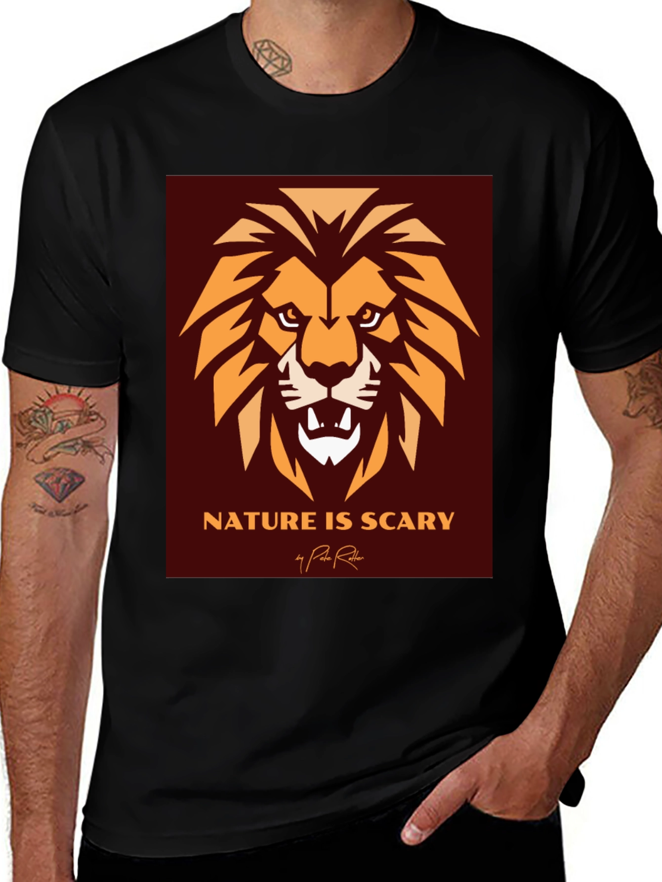 Nature Is Scary Lion Graphic T-Shirt