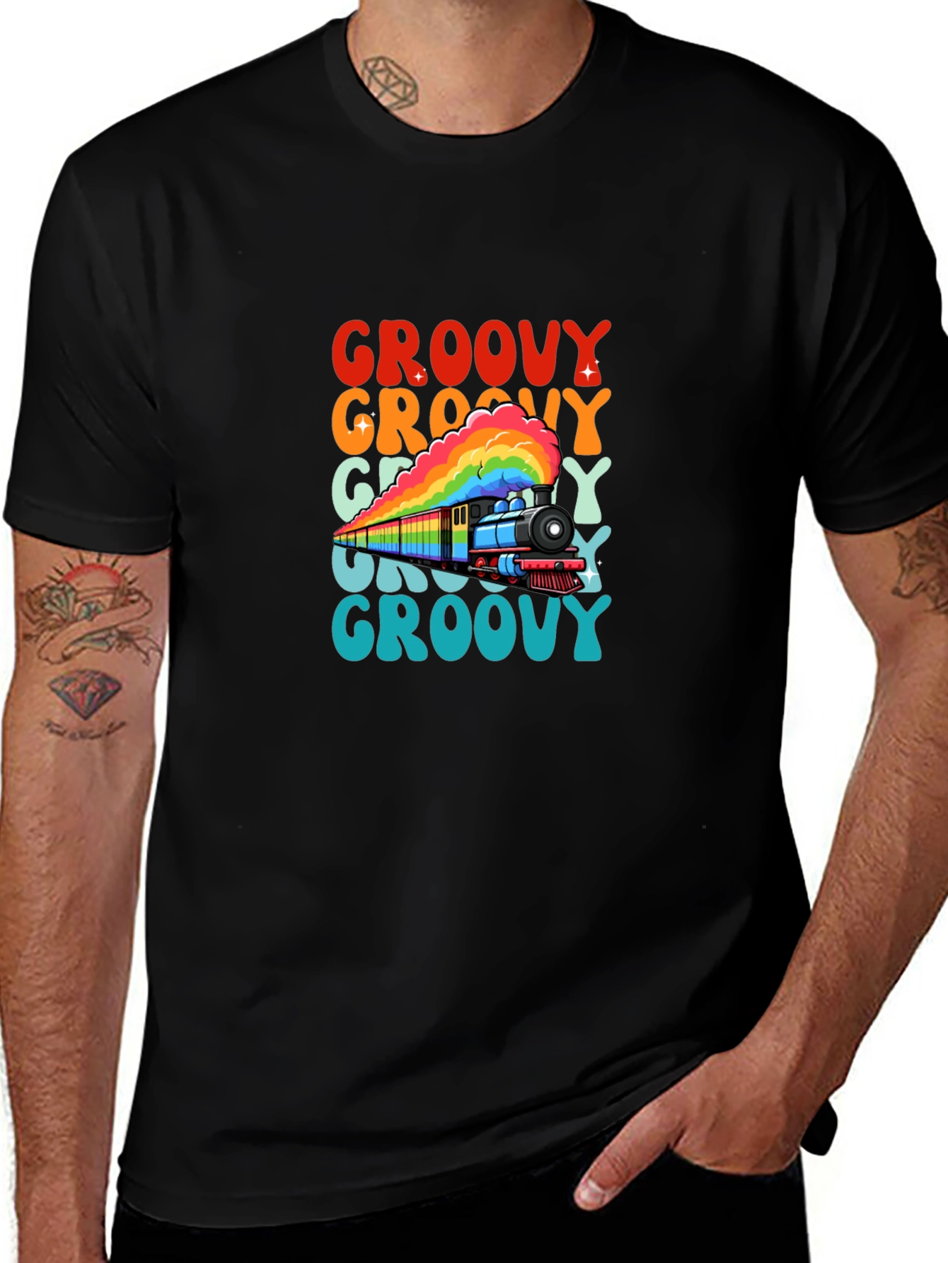 Variant 30 of Groovy Train Rainbow T-Shirt - Vintage Style