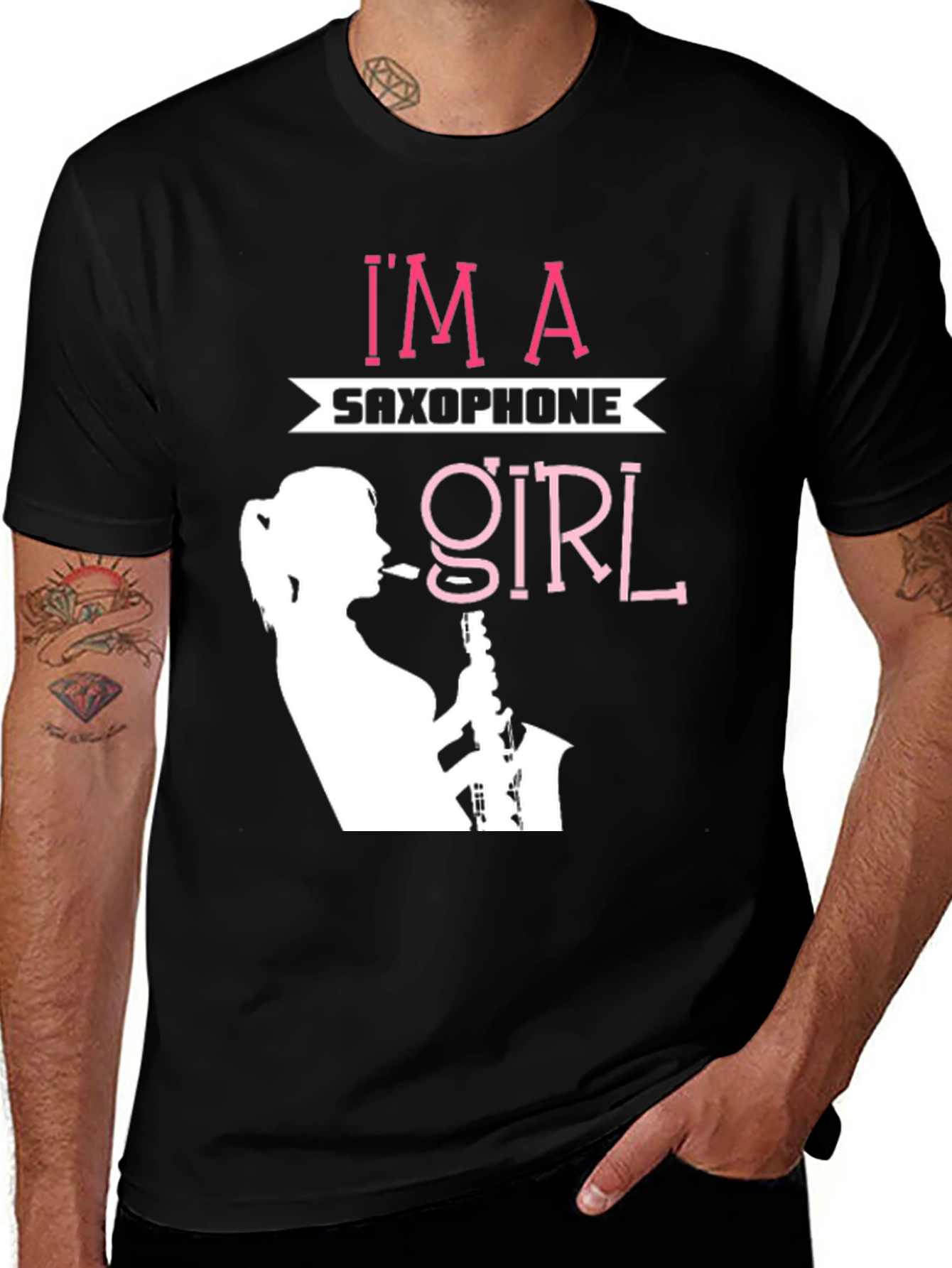 Variant 27 of I'm A Saxophone Girl Black Graphic Tee