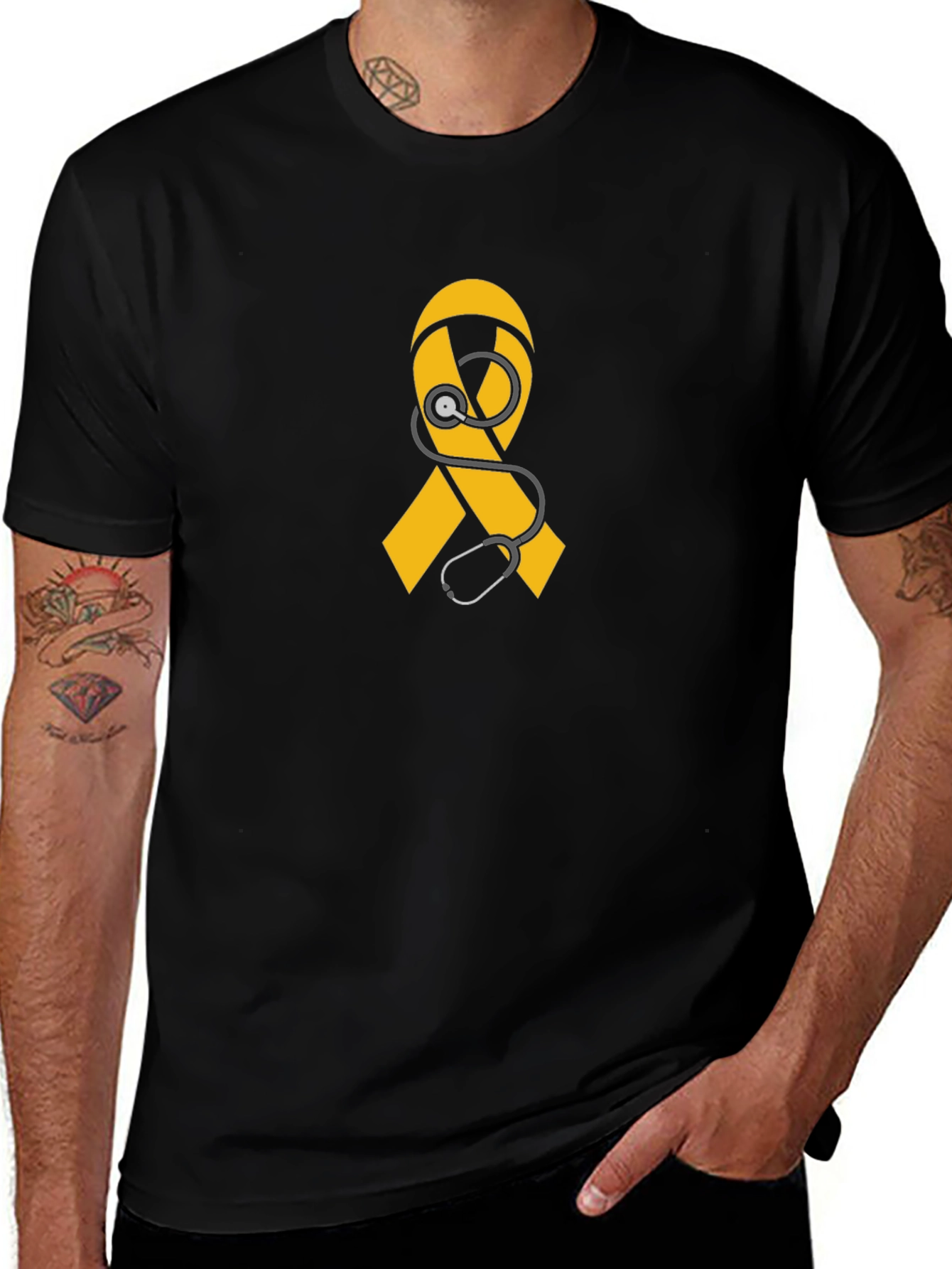 Variant 13 of Awareness Ribbon & Stethoscope Graphic Tee
