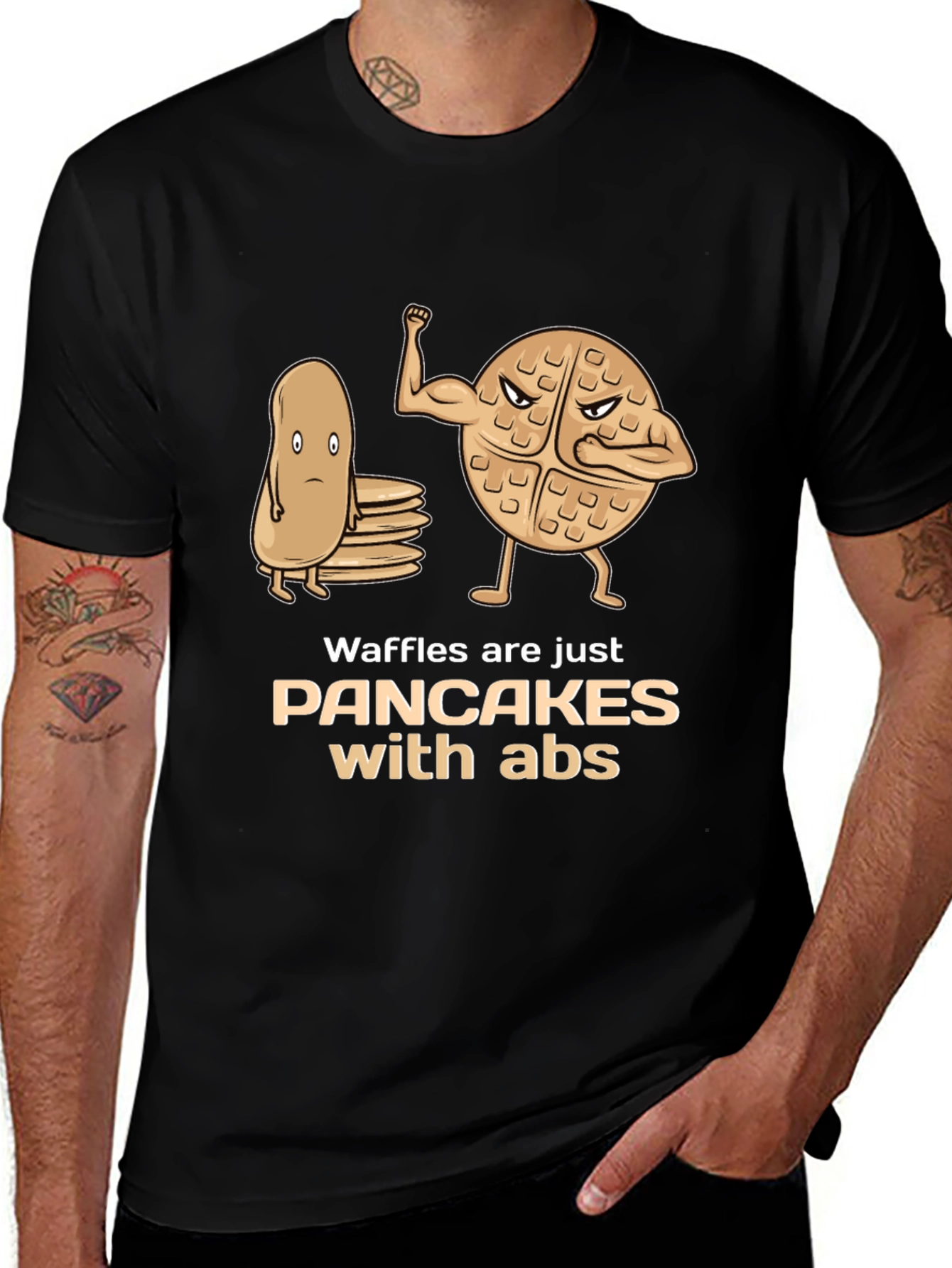 Variant 13 of Waffles With Abs Graphic Tee - Funny Food Shirt