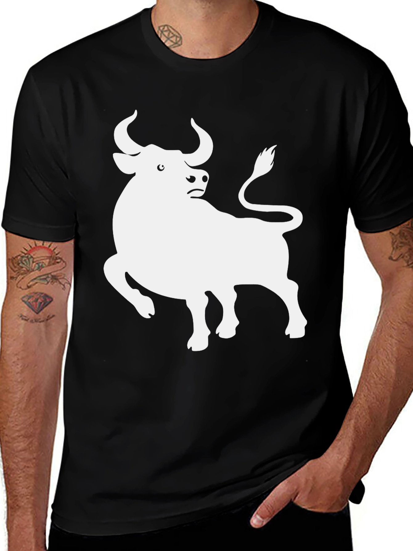 Variant 23 of Bull Graphic Tee - Classic Black T-Shirt