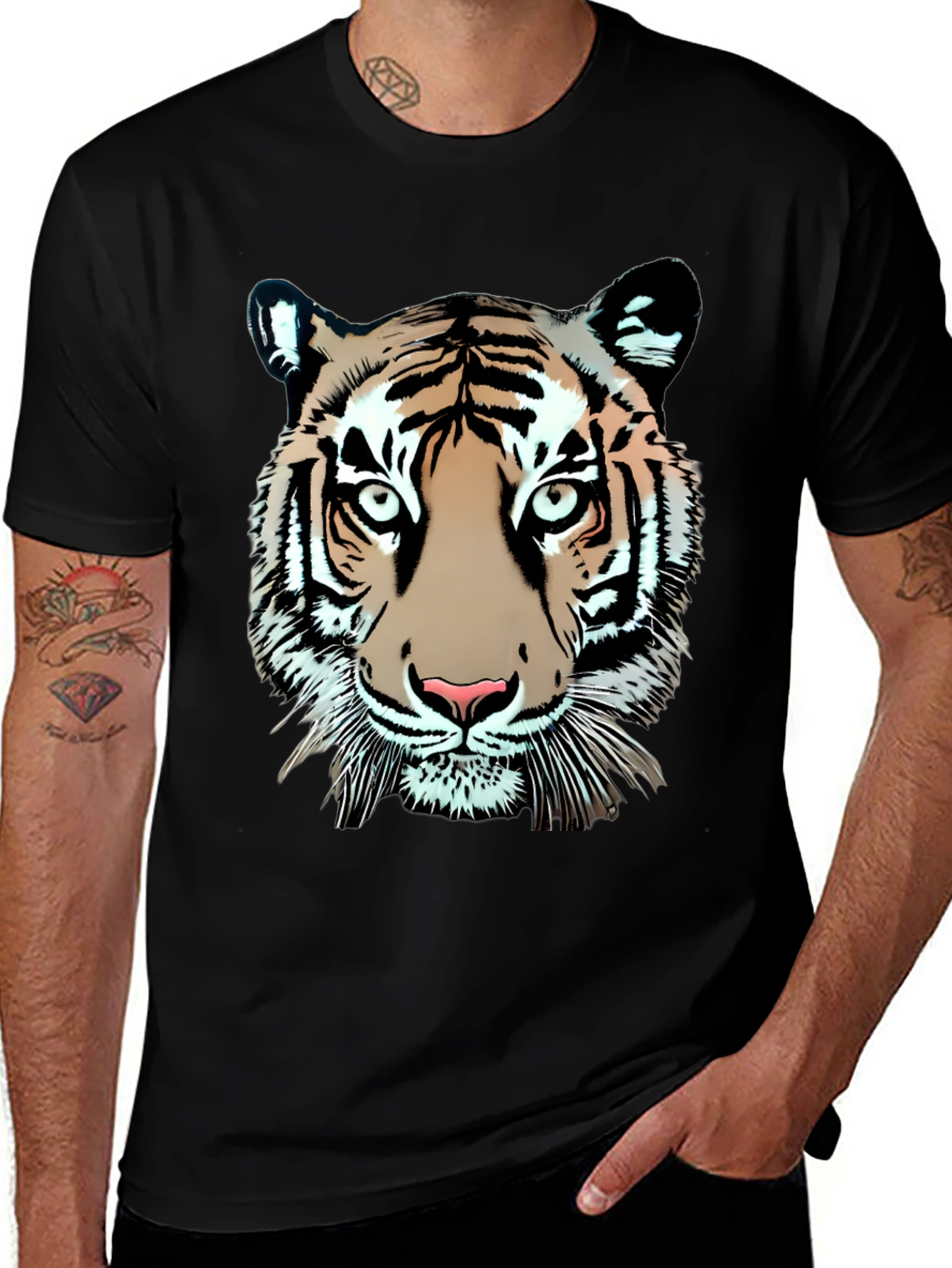 Variant 22 of Bold Tiger Graphic Tee - Black Cotton T-Shirt