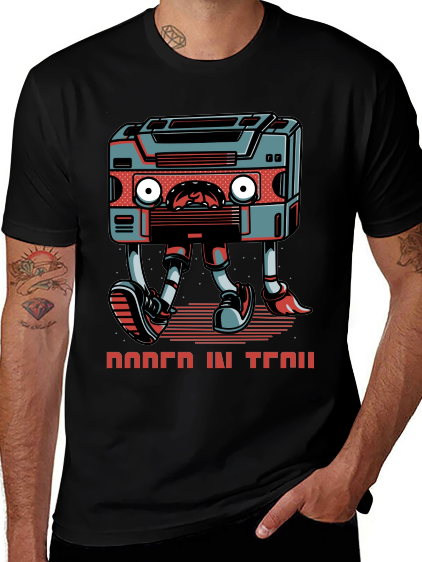 Variant 29 of Retro Cassette Player Walking Graphic Tee