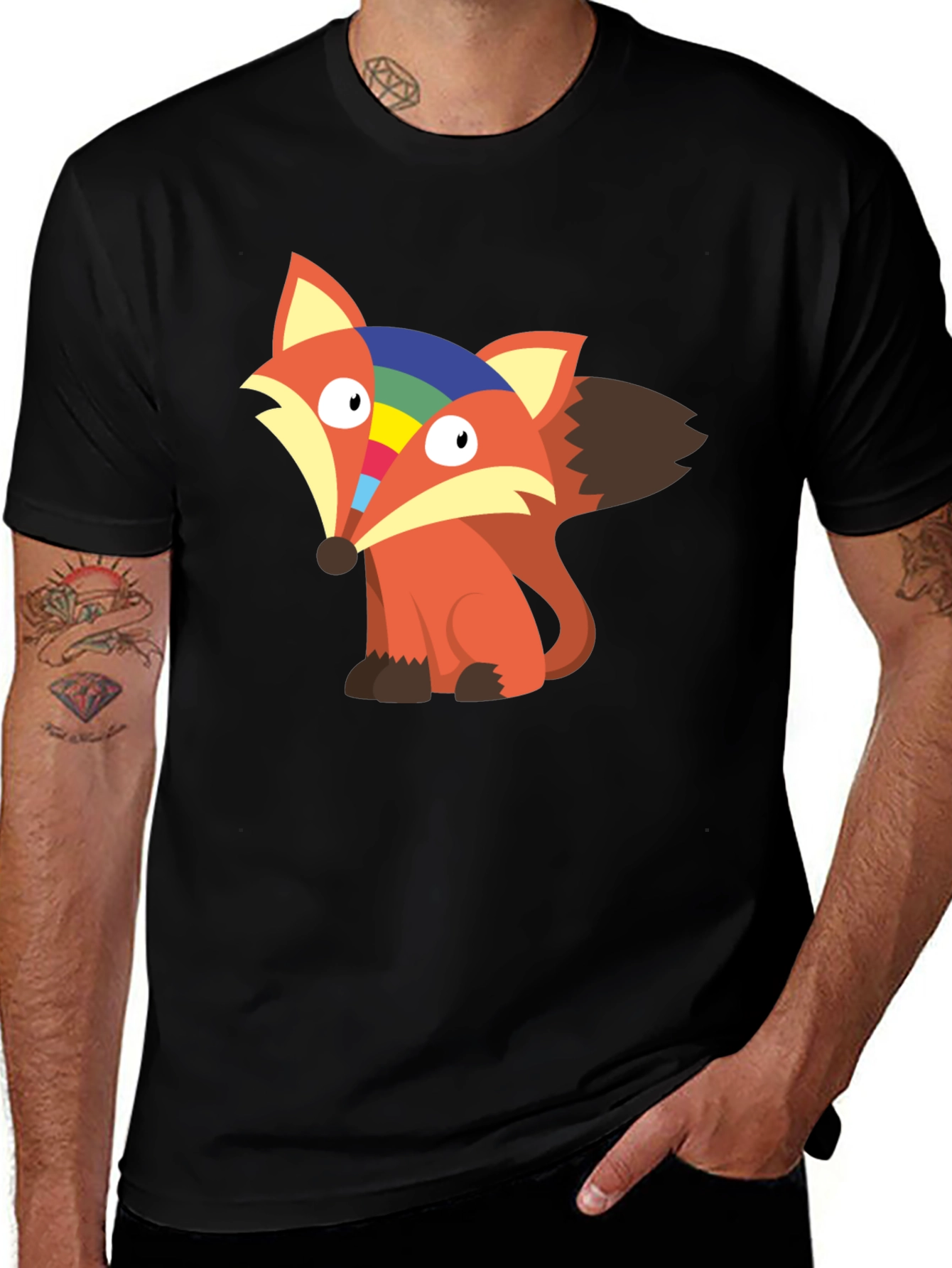 Variant 24 of Rainbow Fox Graphic Tee - Unisex Cotton T-Shirt