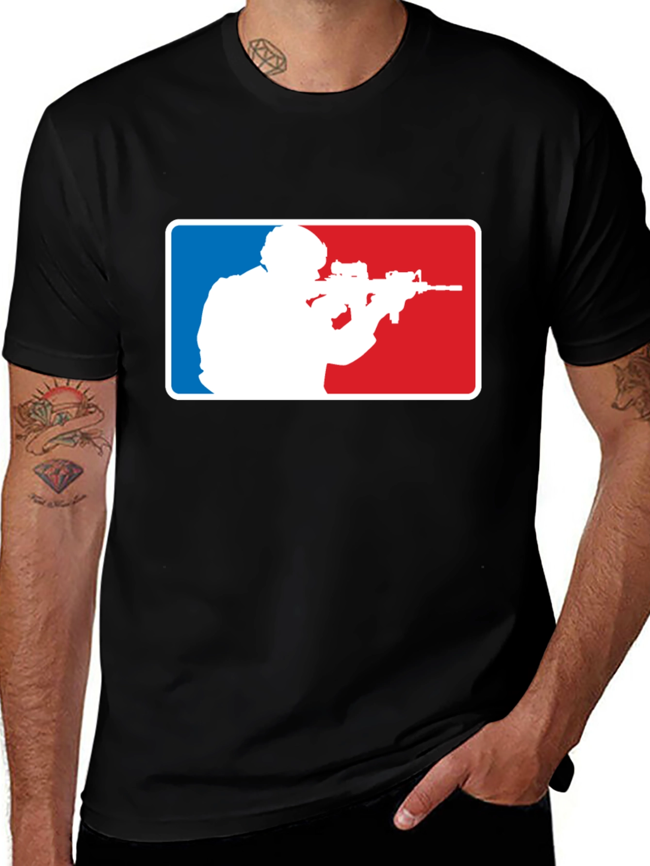 Variant 18 of Tactical Shooter Graphic T-Shirt - Black