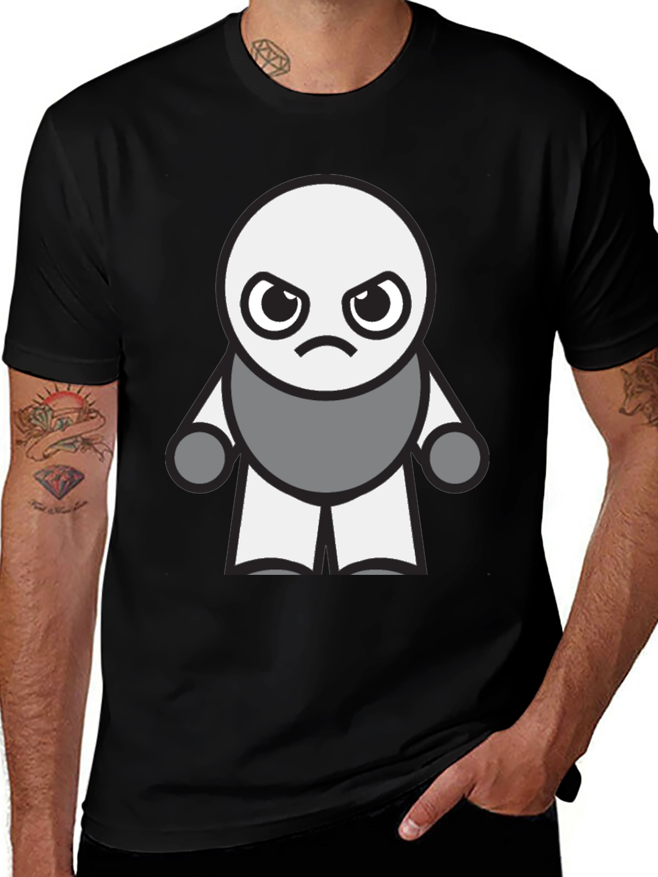 Variant 24 of Grumpy Robot Graphic Tee - Black Cotton Blend