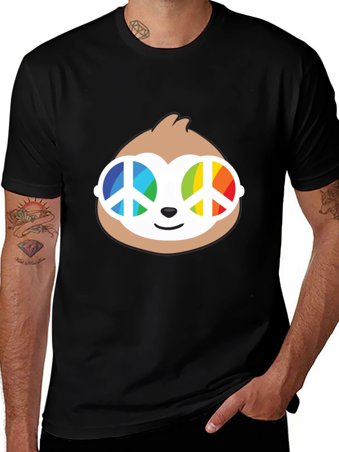 Variant 4 of Sloth with Peace Sign Sunglasses T-Shirt