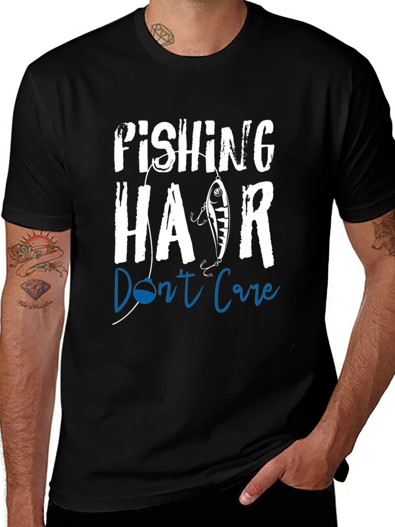 Variant 7 of Fishing Hair Don't Care Graphic T-Shirt