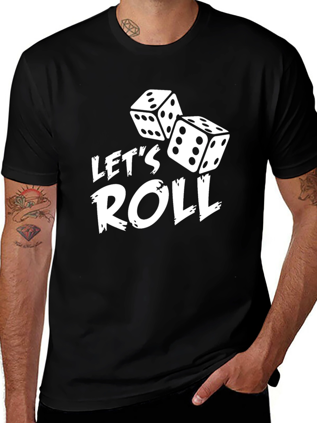 Variant 16 of Let's Roll Dice Graphic Tee - Men's Black T-Shirt
