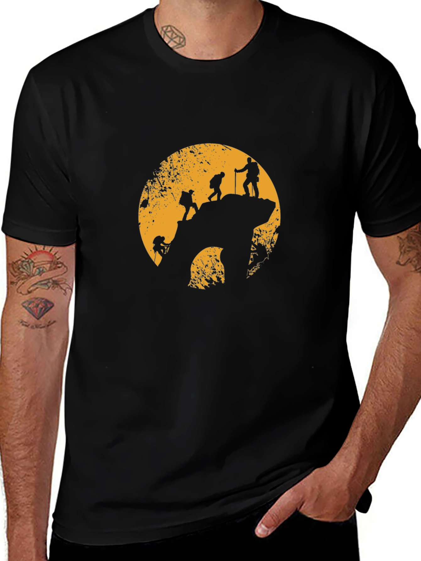 Variant 9 of Mountain Climbing Silhouette Graphic T-Shirt