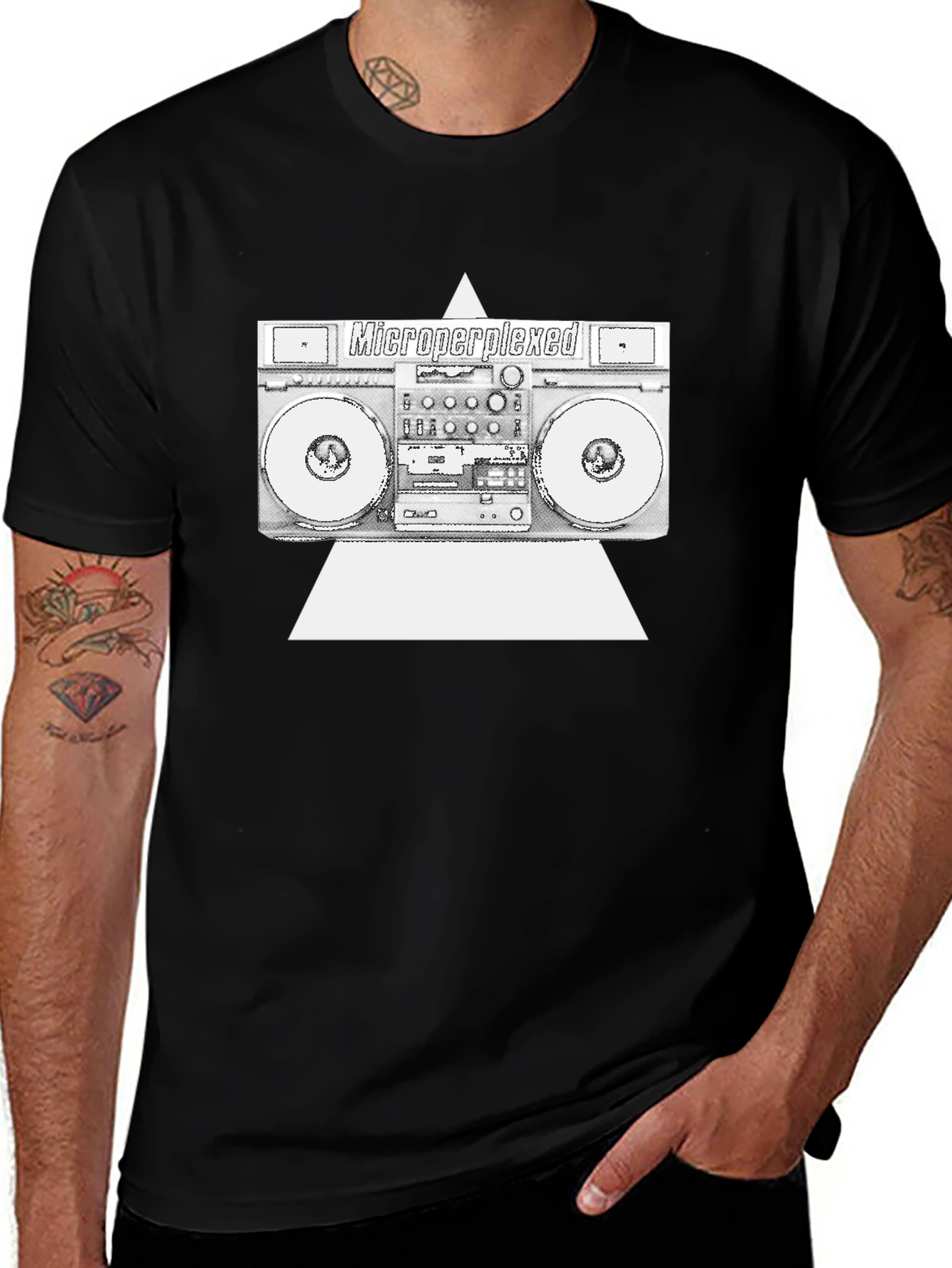 Variant 23 of Microperplexed Boombox Graphic Tee - Black