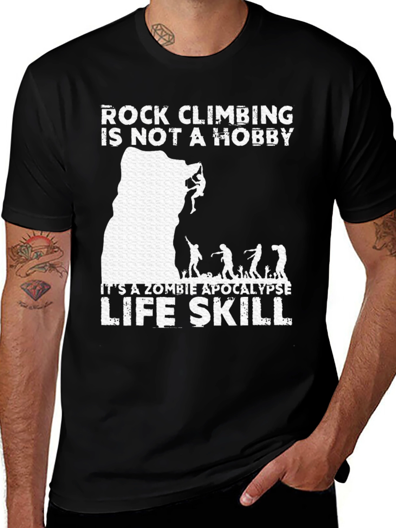 Variant 22 of Rock Climbing Zombie Apocalypse Life Skill T-Shirt