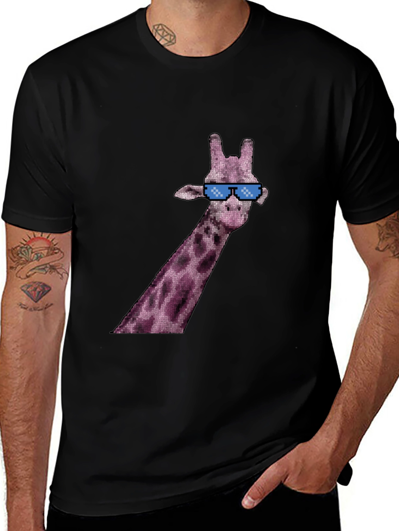 Black Cool Giraffe Graphic Tee - Black main image