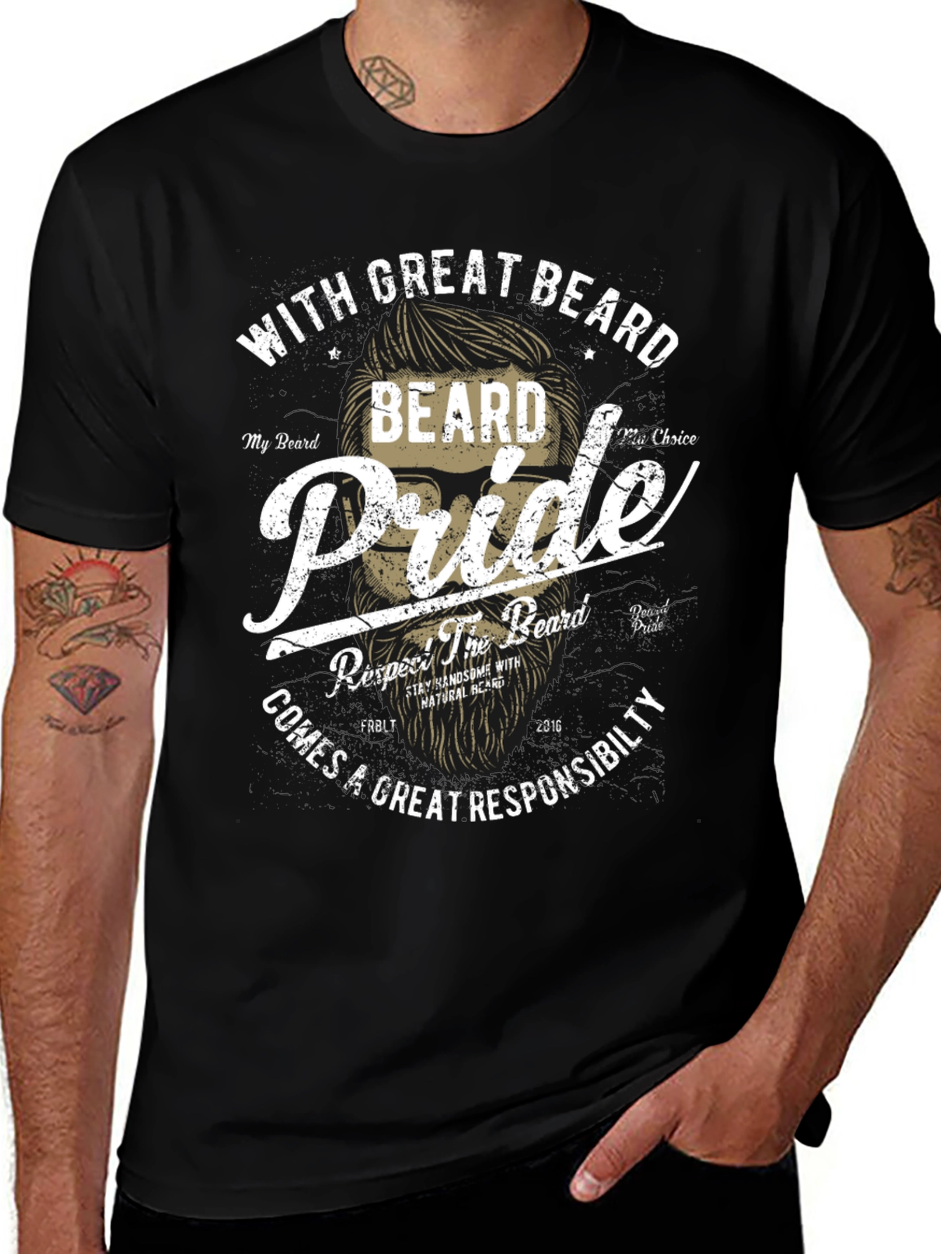 Variant 3 of Beard Pride Graphic Tee - Great Beard Responsibility