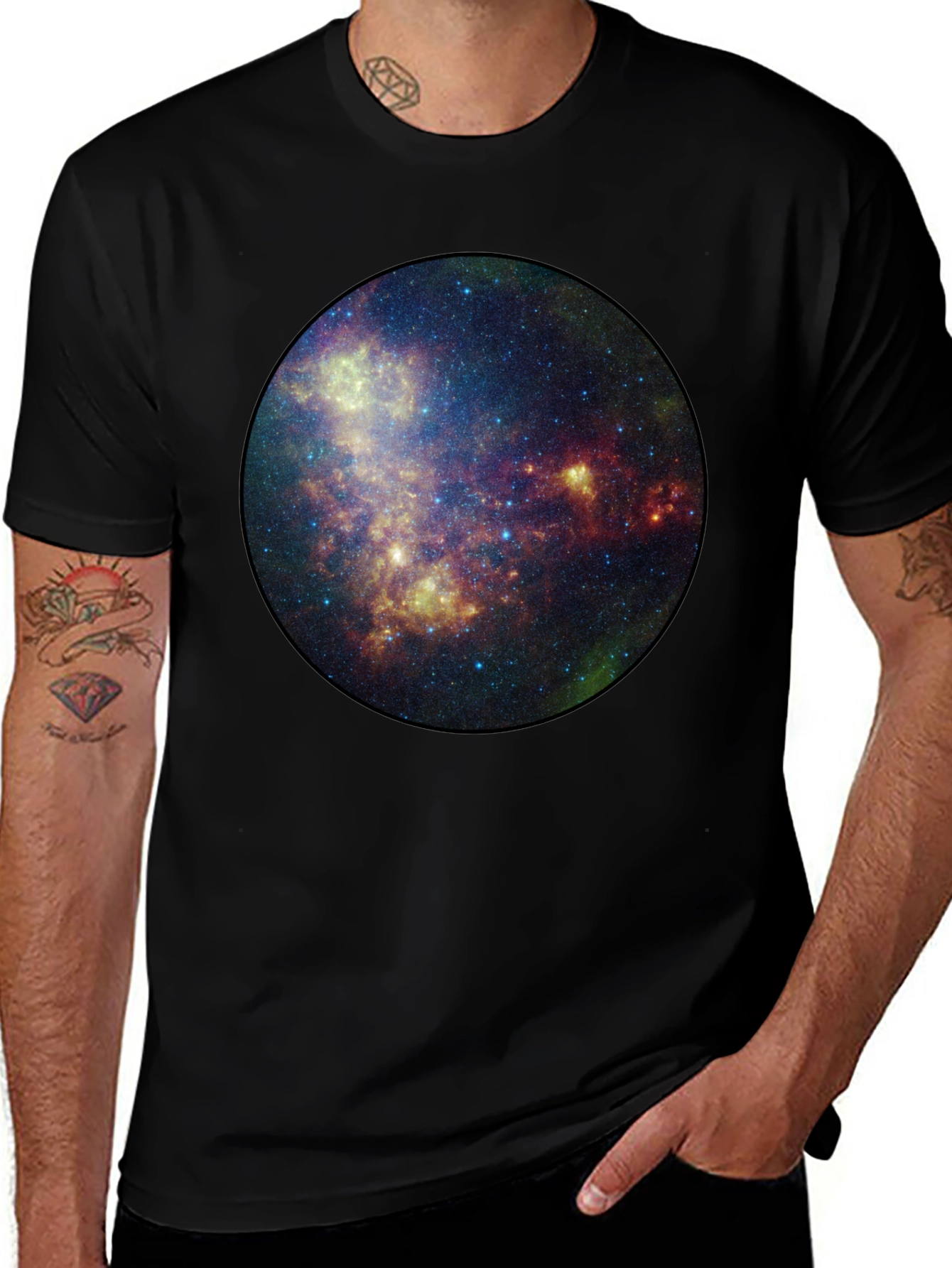 Galaxy Universe Print Black T-Shirt