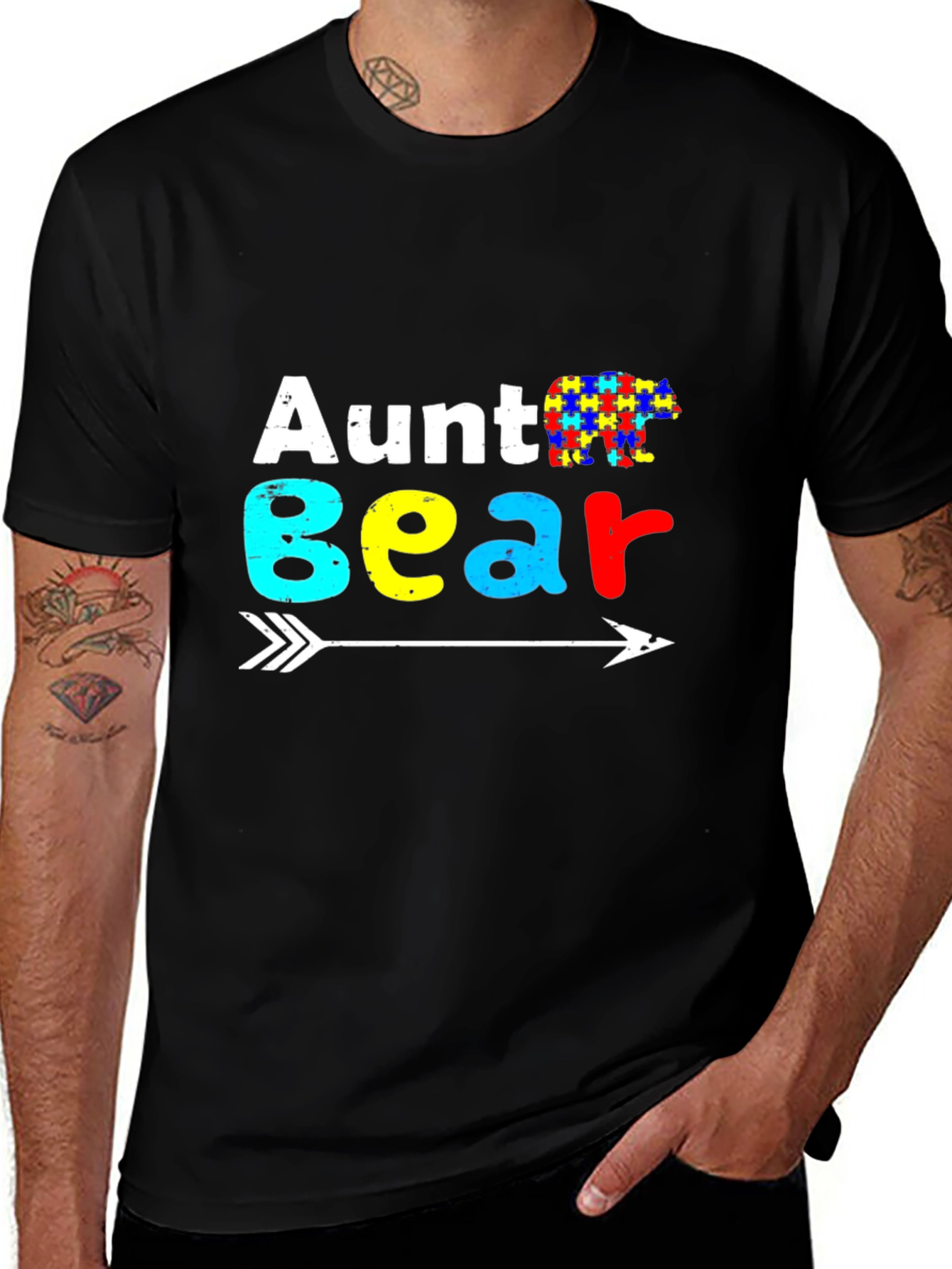 Variant 7 of Aunt Bear Autism Awareness T-Shirt