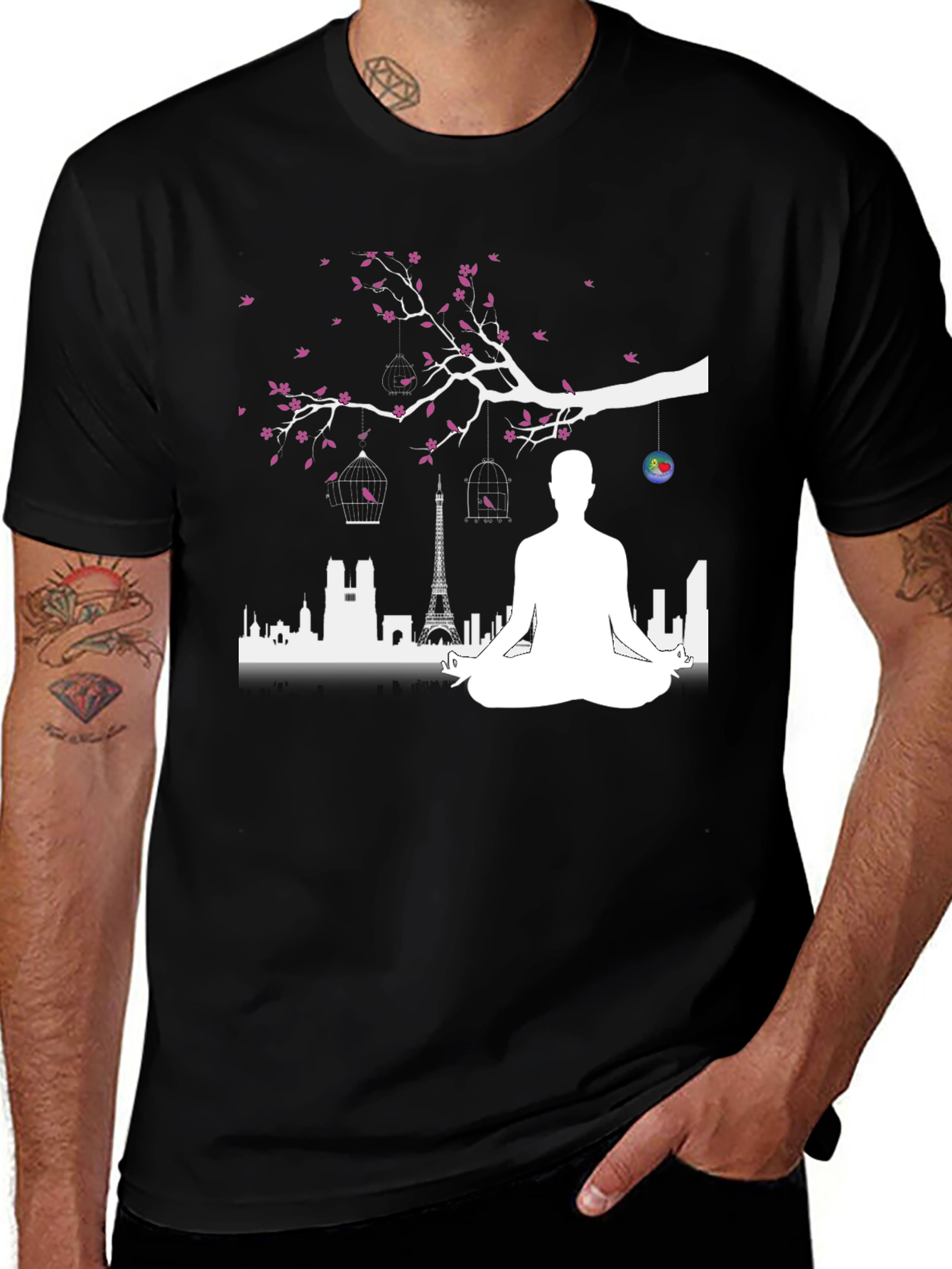 Black Meditative Paris T-Shirt main image